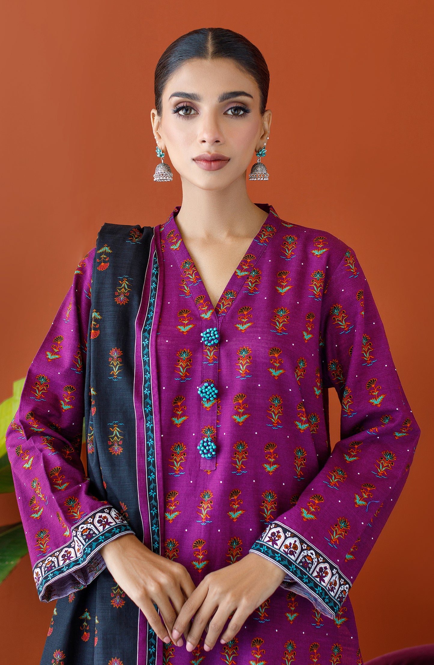 OTL-23-305/U MAGENTA KHADDAR Women UNSTITCHED SHIRT DUPATTA PANTS