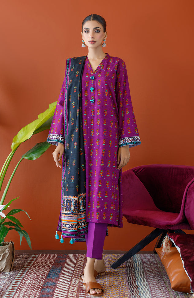 OTL-23-305/U MAGENTA KHADDAR Women UNSTITCHED SHIRT DUPATTA PANTS