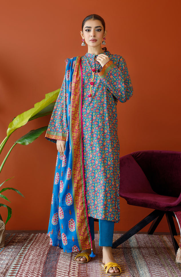 OTL-23-314/U BLUE CAMBRIC Women UNSTITCHED SHIRT DUPATTA PANTS
