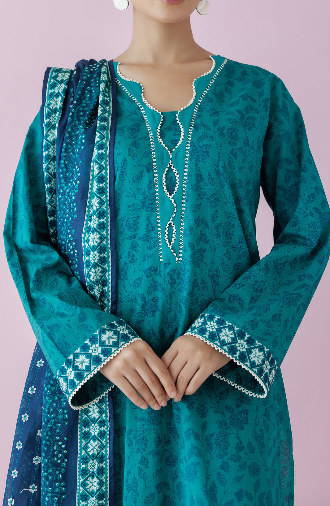 Gulraz by Amna Khadija Embroidered Lawn Stitched 3 Piece - GPE 09 - AK25G - Blue - Summer Collection main image 1