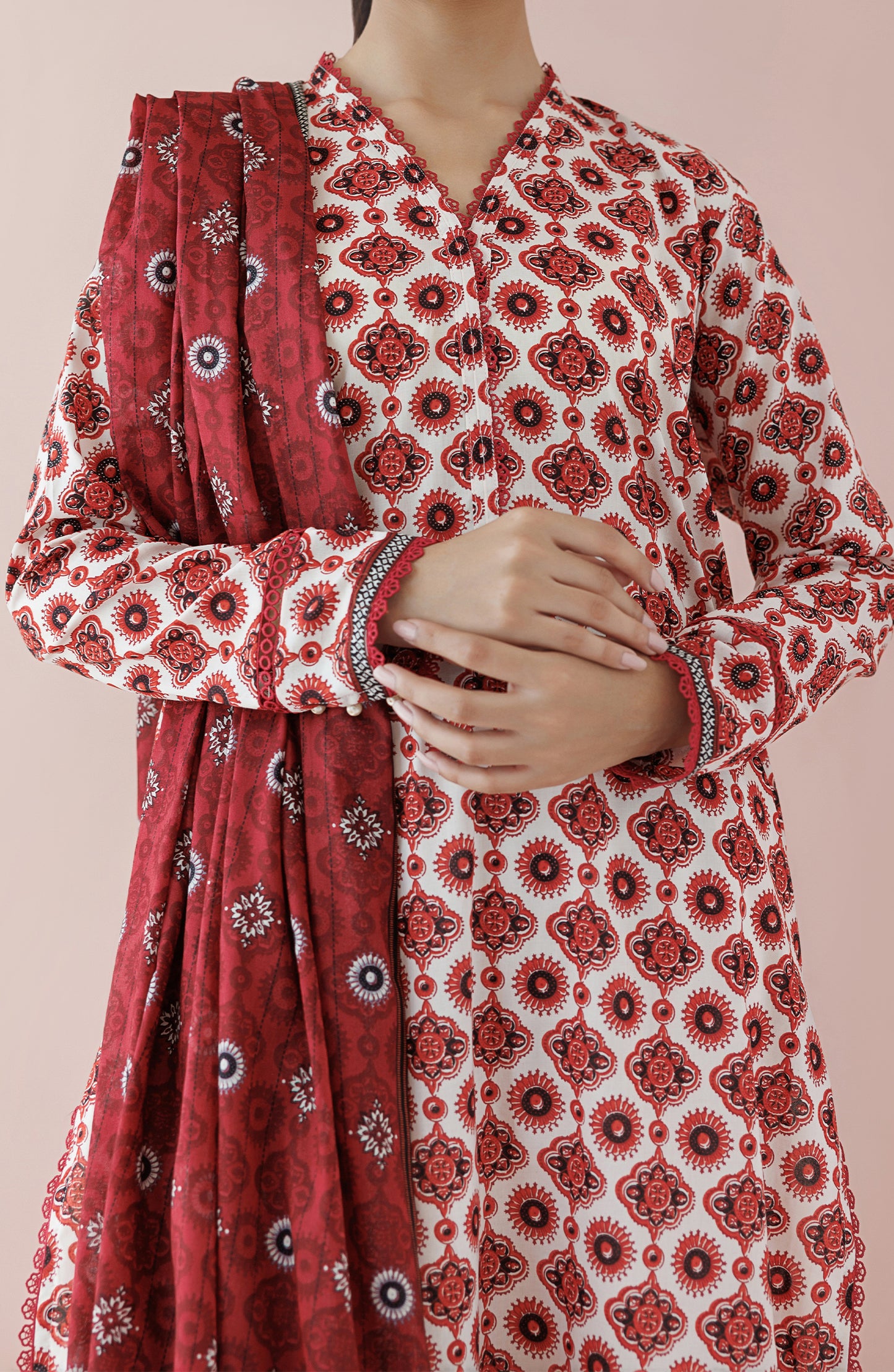 OTL-24-158/U BEIGE LAWN Women UNSTITCHED SHIRT DUPATTA PANTS