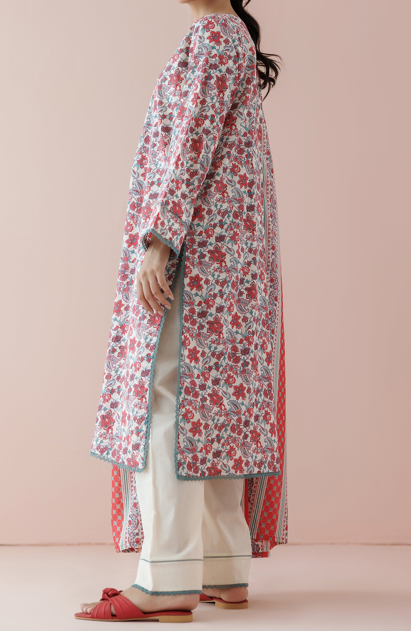 OTL-24-202/U BEIGE LAWN Women UNSTITCHED SHIRT DUPATTA PANTS