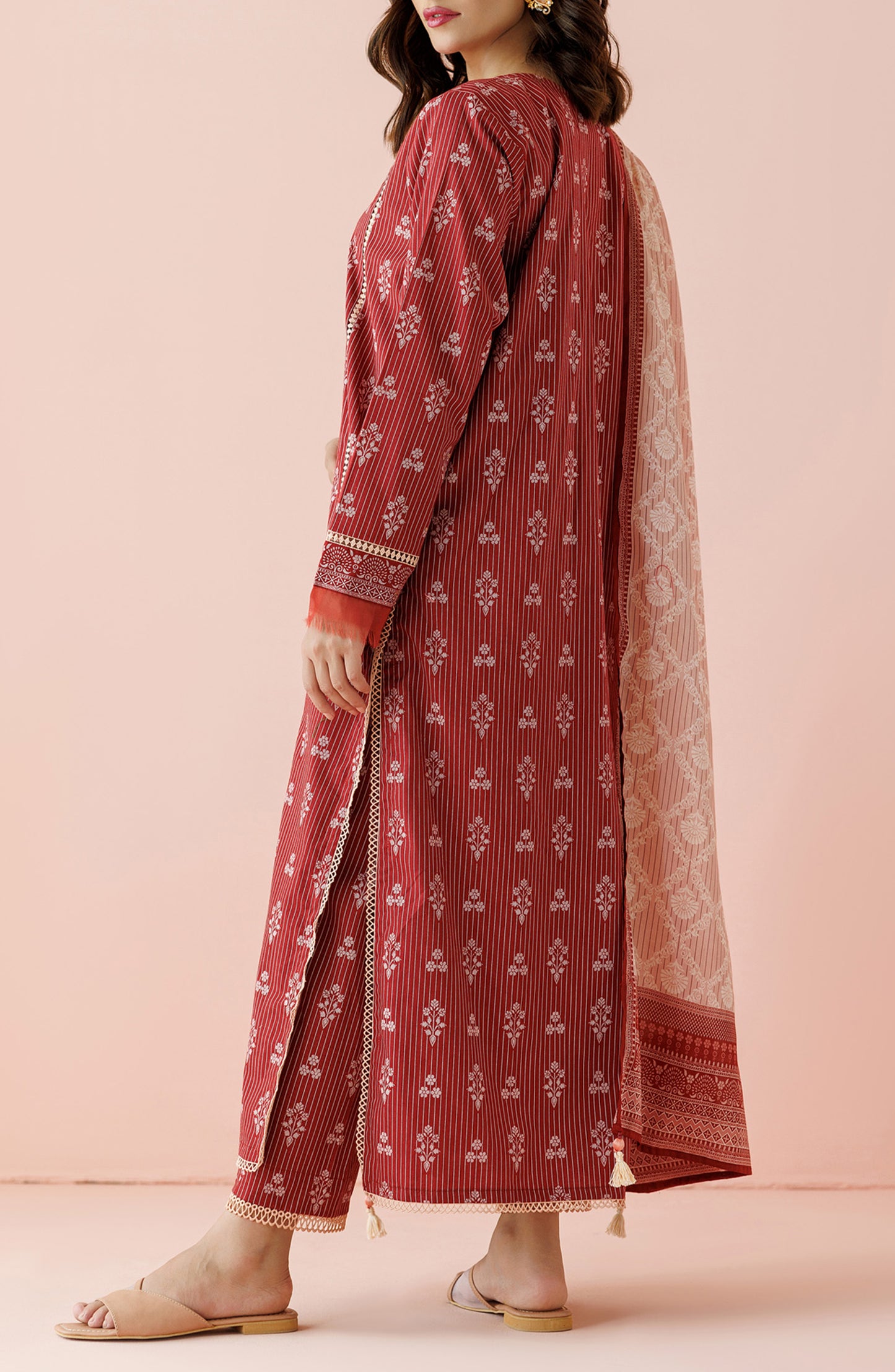 OTL-24-164/U MAROON LAWN Women UNSTITCHED SHIRT DUPATTA PANTS