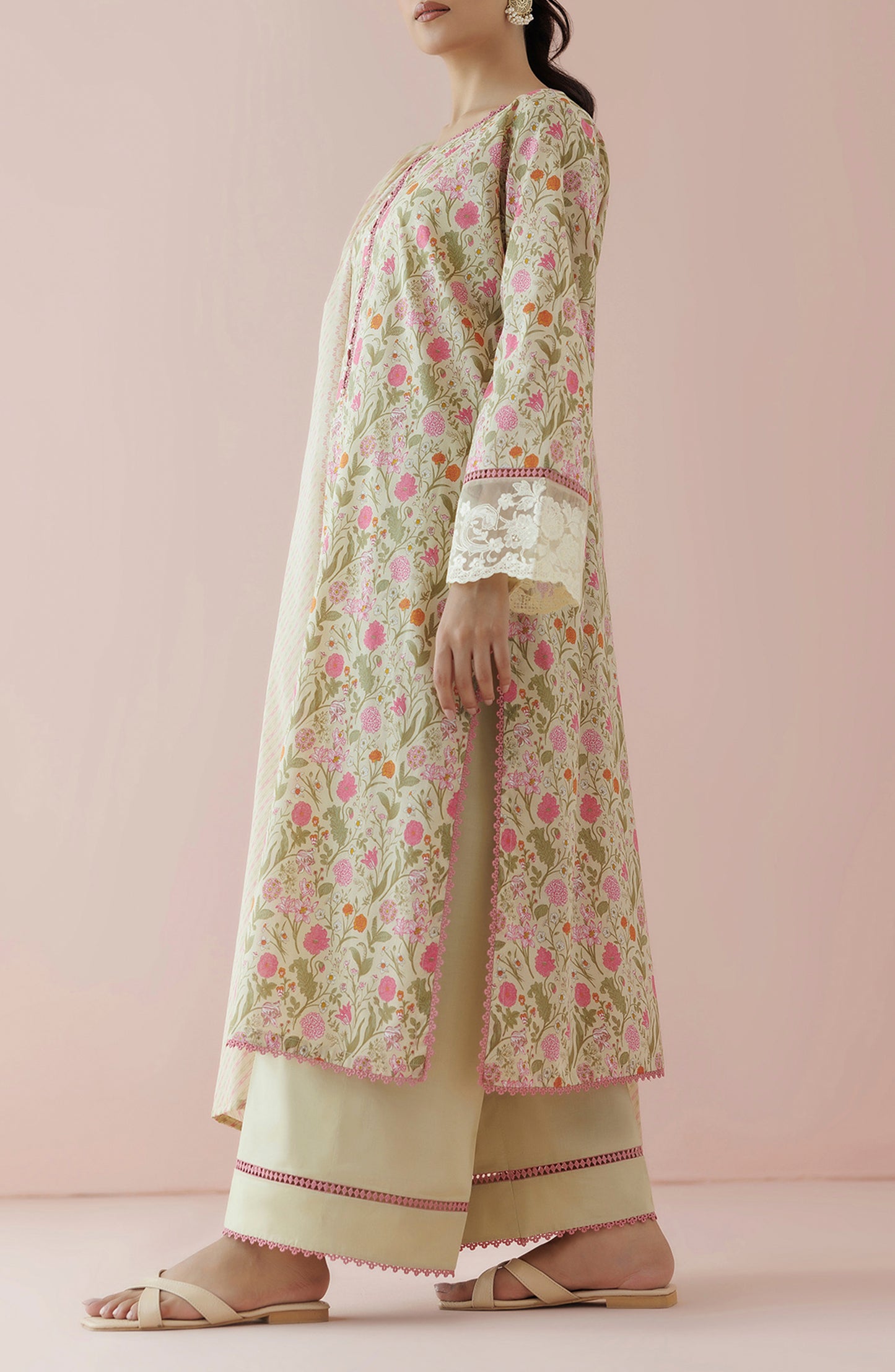 OTL-24-175/U BEIGE LAWN Women UNSTITCHED SHIRT DUPATTA PANTS