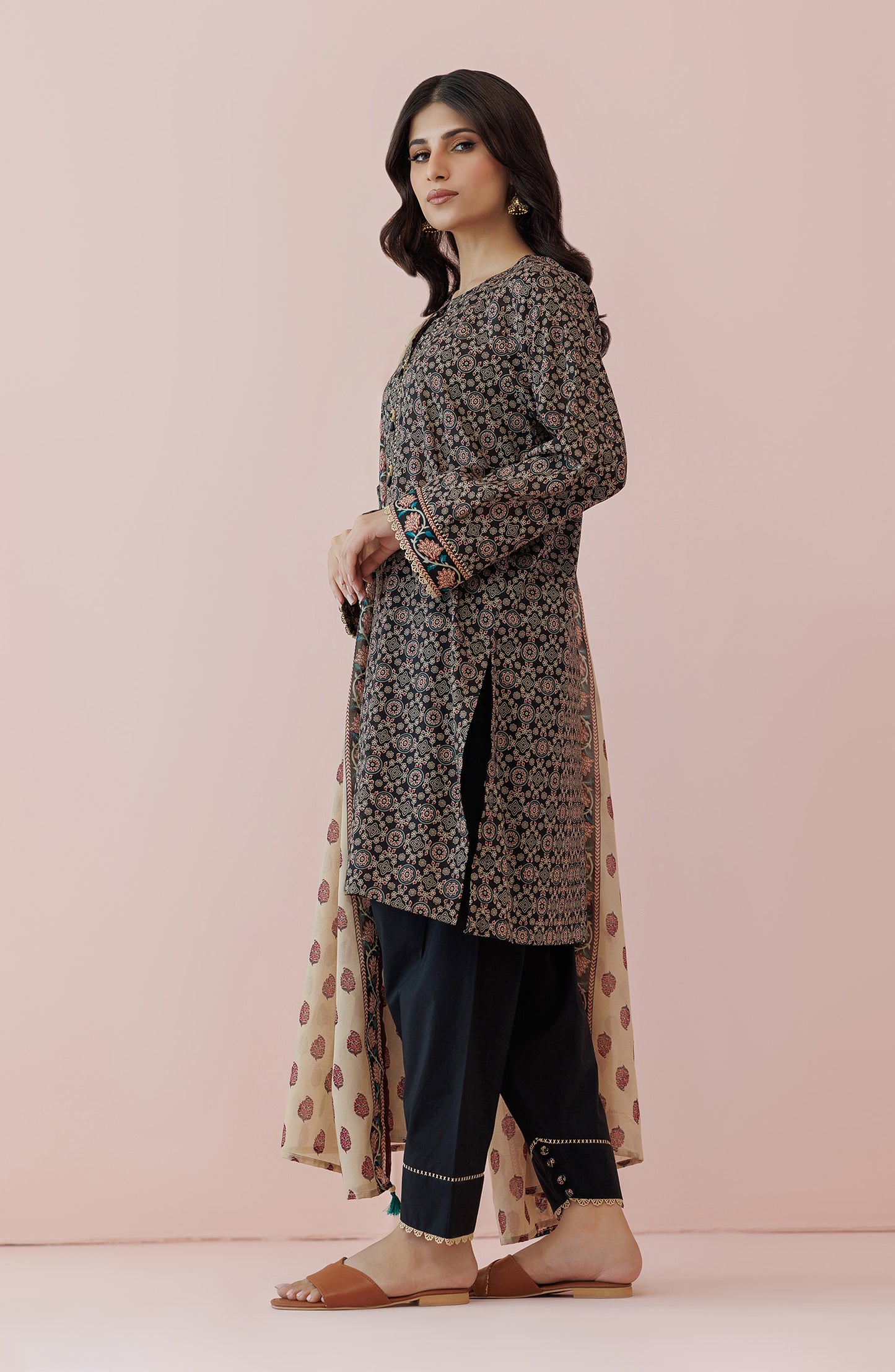 OTL-24-192/U BLACK LAWN Women UNSTITCHED SHIRT DUPATTA PANTS