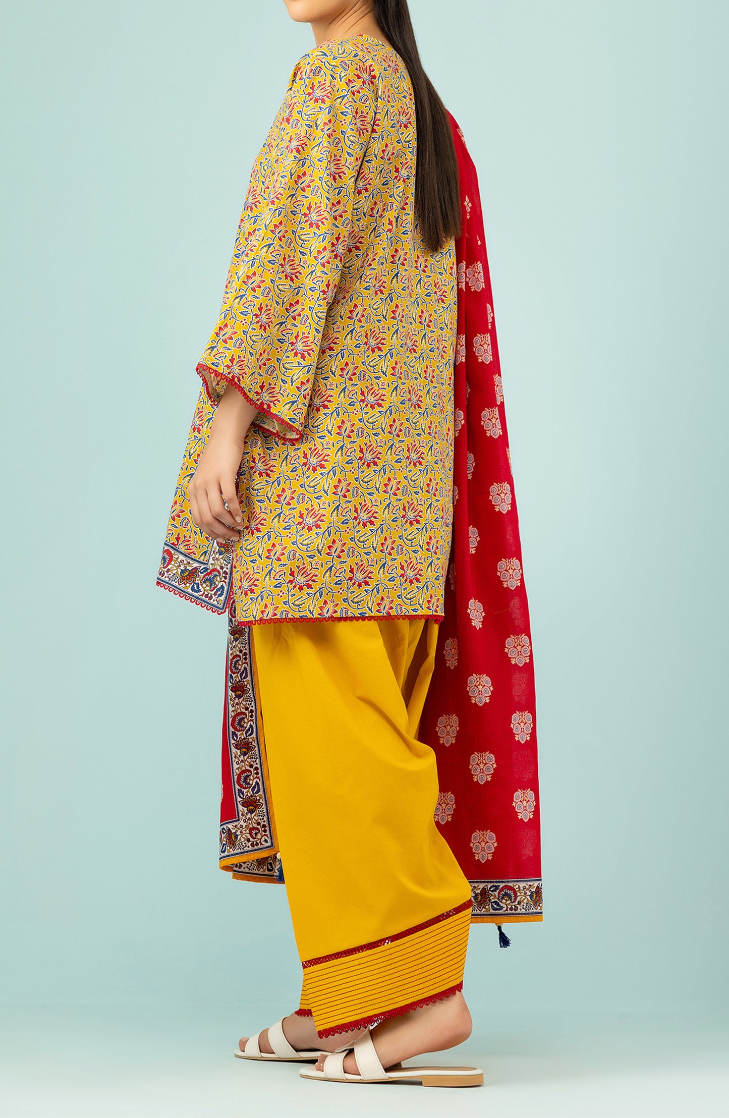 OTL-24-198/U YELLOW LAWN Women UNSTITCHED SHIRT DUPATTA PANTS