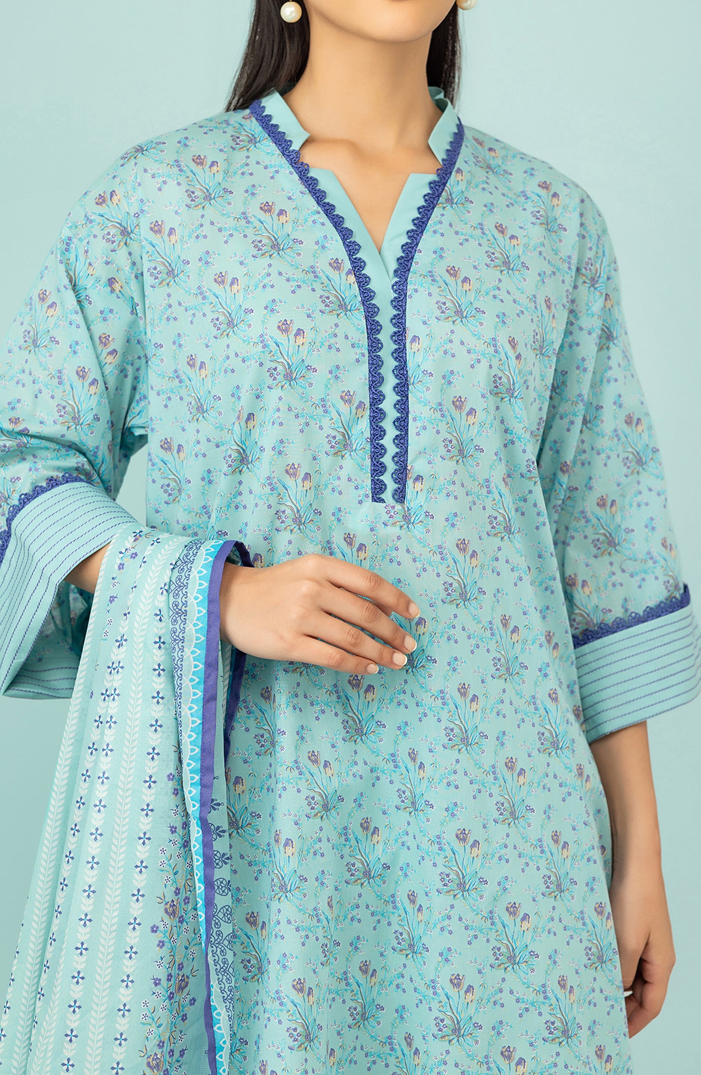 OTL-24-177/U ICE BLUE LAWN Women UNSTITCHED SHIRT DUPATTA PANTS
