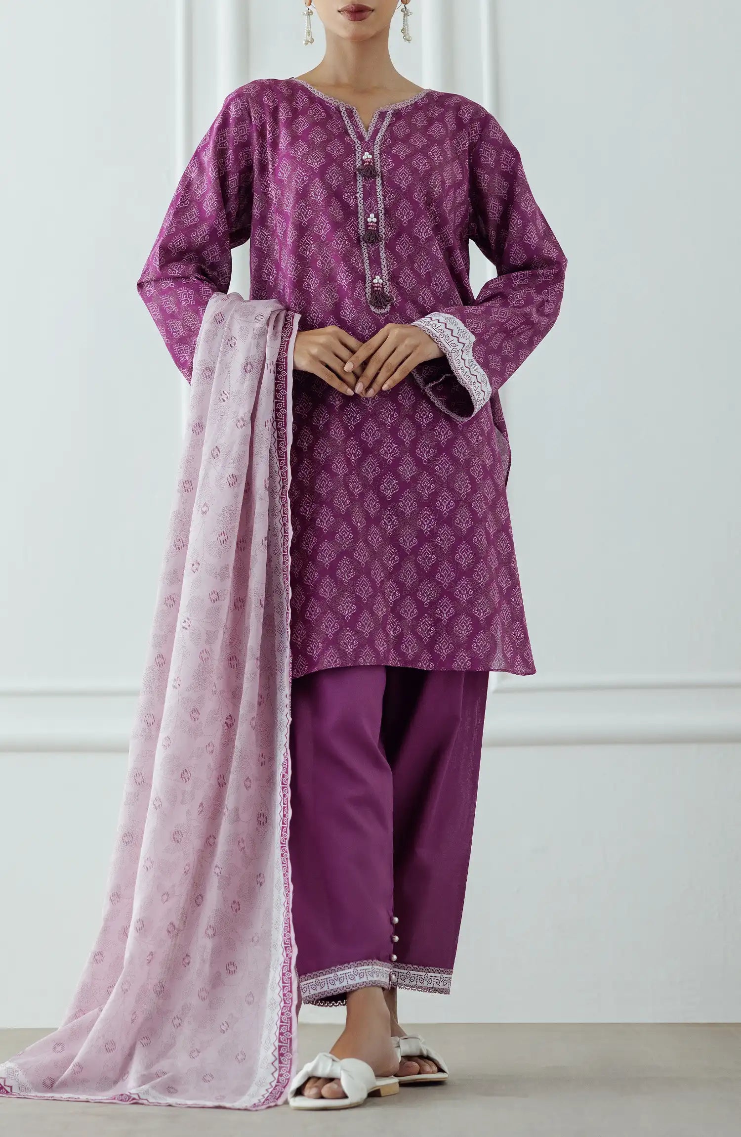 Unstitched | 3 Piece | Printed | Lawn Shirt | OTL-20765/U PURPLE