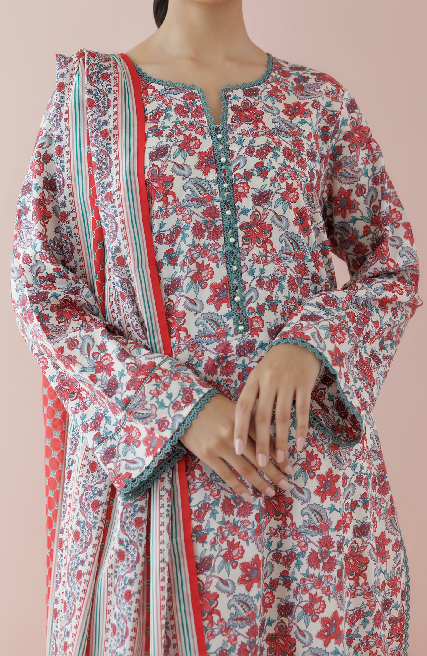 OTL-24-202/U BEIGE LAWN Women UNSTITCHED SHIRT DUPATTA PANTS