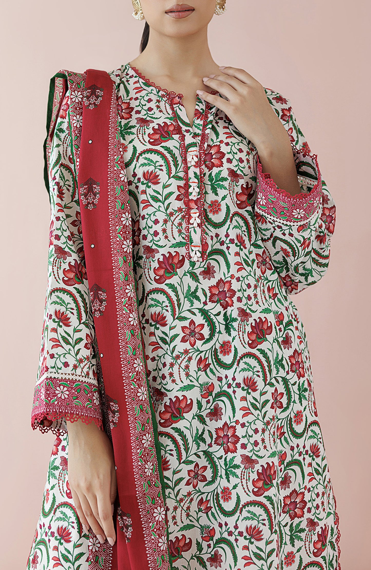 OTL-24-072/U BEIGE LAWN Women UNSTITCHED SHIRT DUPATTA PANTS