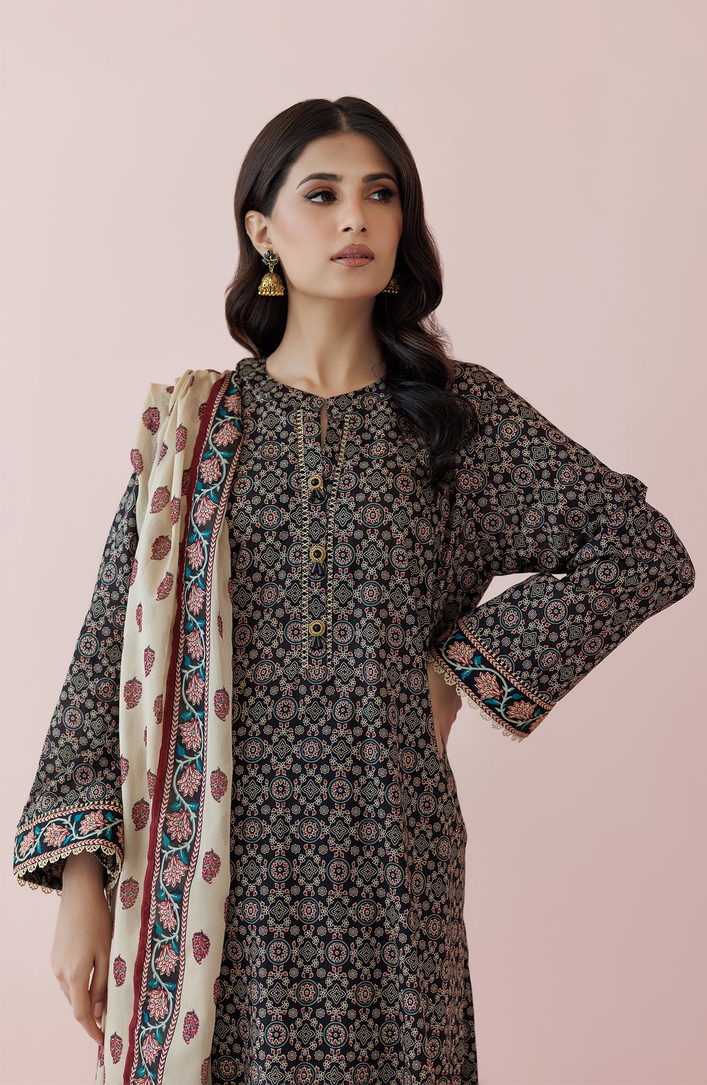 OTL-24-192/U BLACK LAWN Women UNSTITCHED SHIRT DUPATTA PANTS