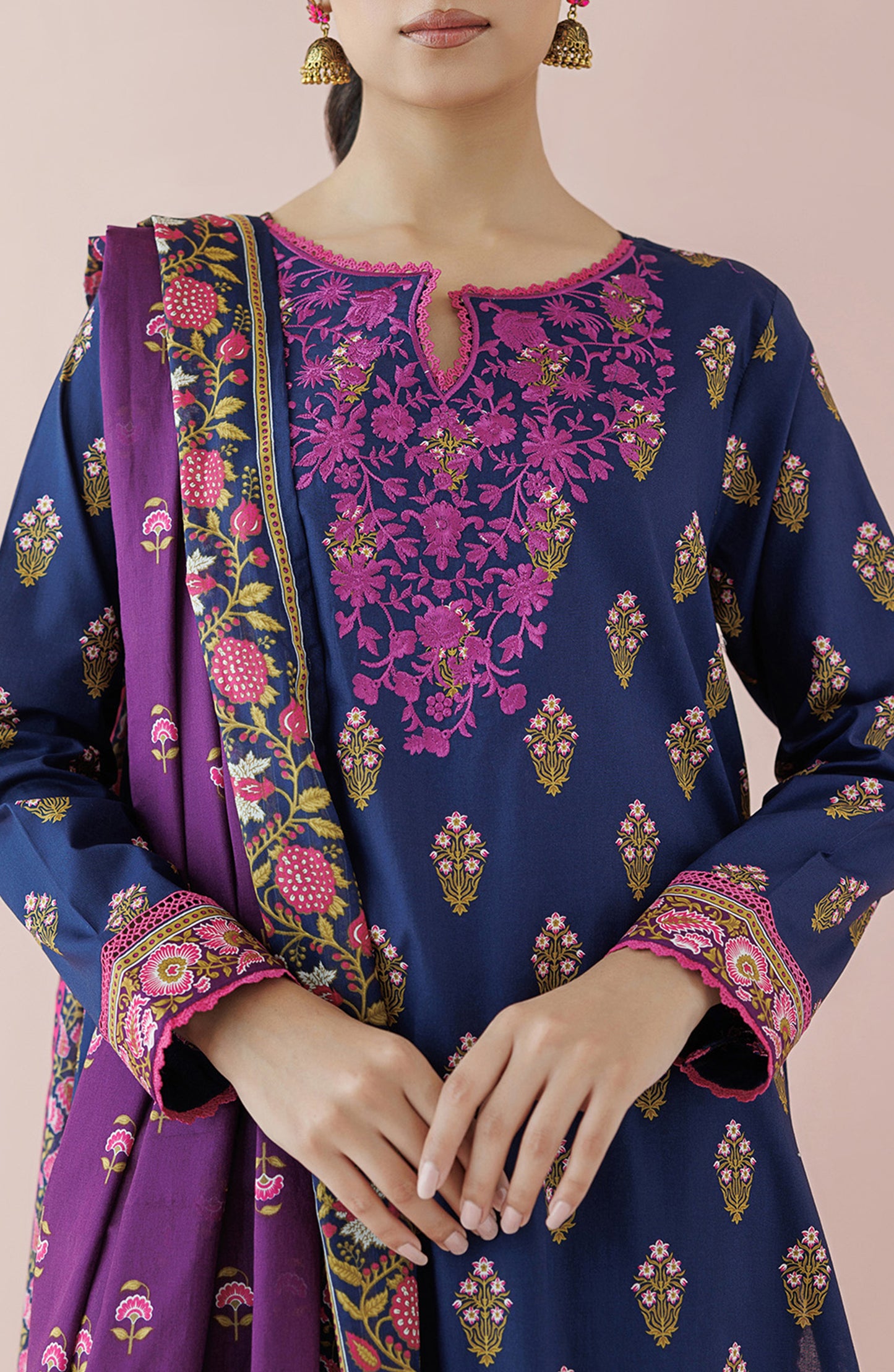 OTL-24-087/U BLUE LAWN Women UNSTITCHED SHIRT DUPATTA PANTS