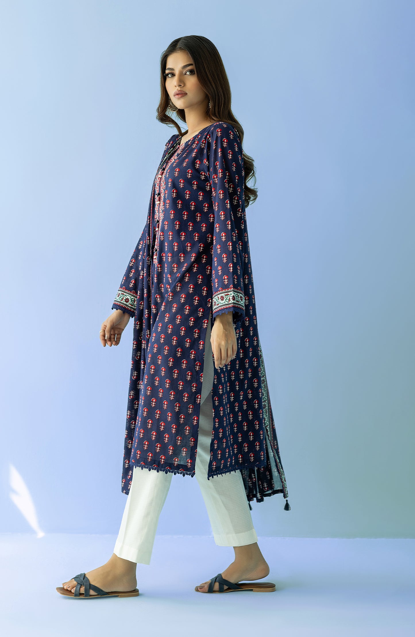 NRDS-24-030/U BLUE LAWN  UNSTITCHED SHIRT DUPATTA