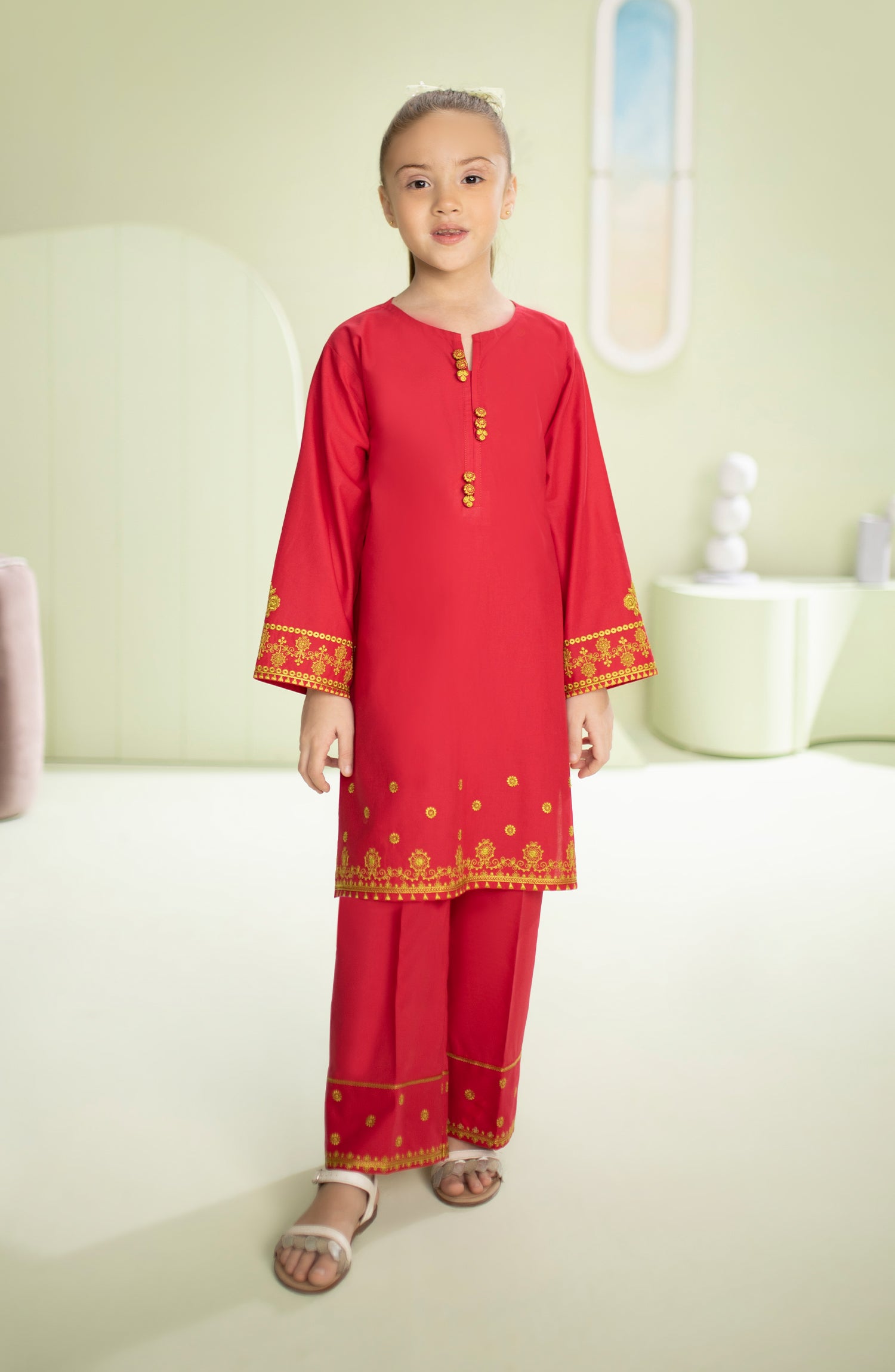 Stitched 2 Piece Embroidered Cambric Shirt and Cambric Pant (GRHC23W-2008)