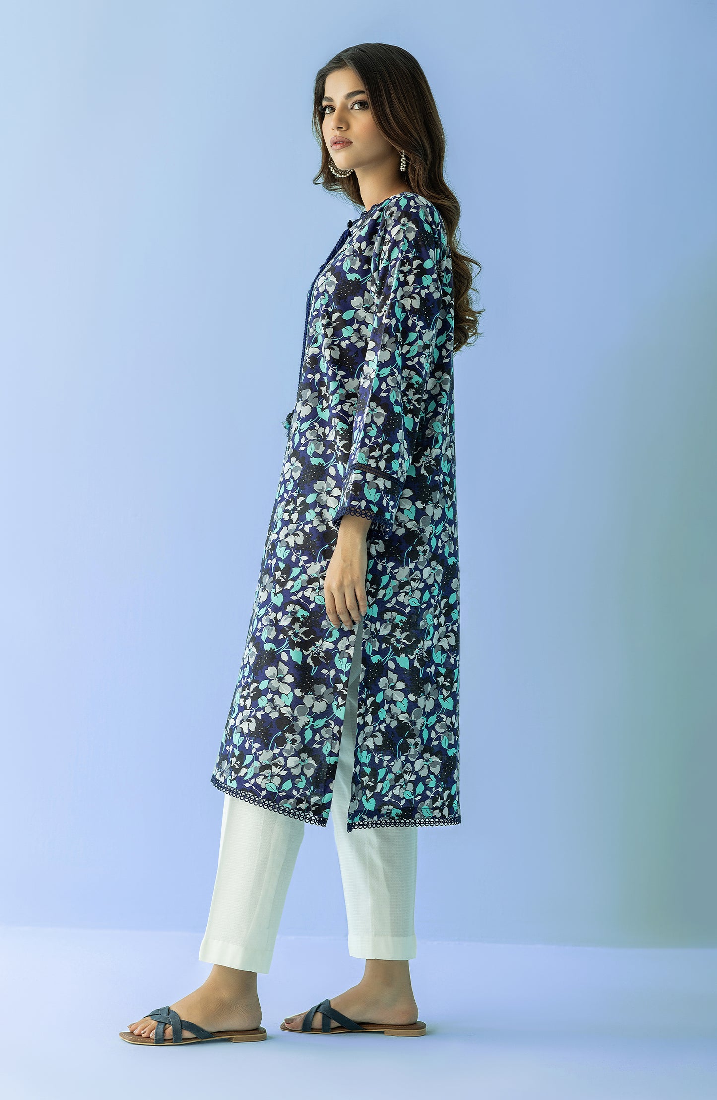 Unstitched 1 Piece Printed Lawn Shirt (HCS-24-001/U BLUE)