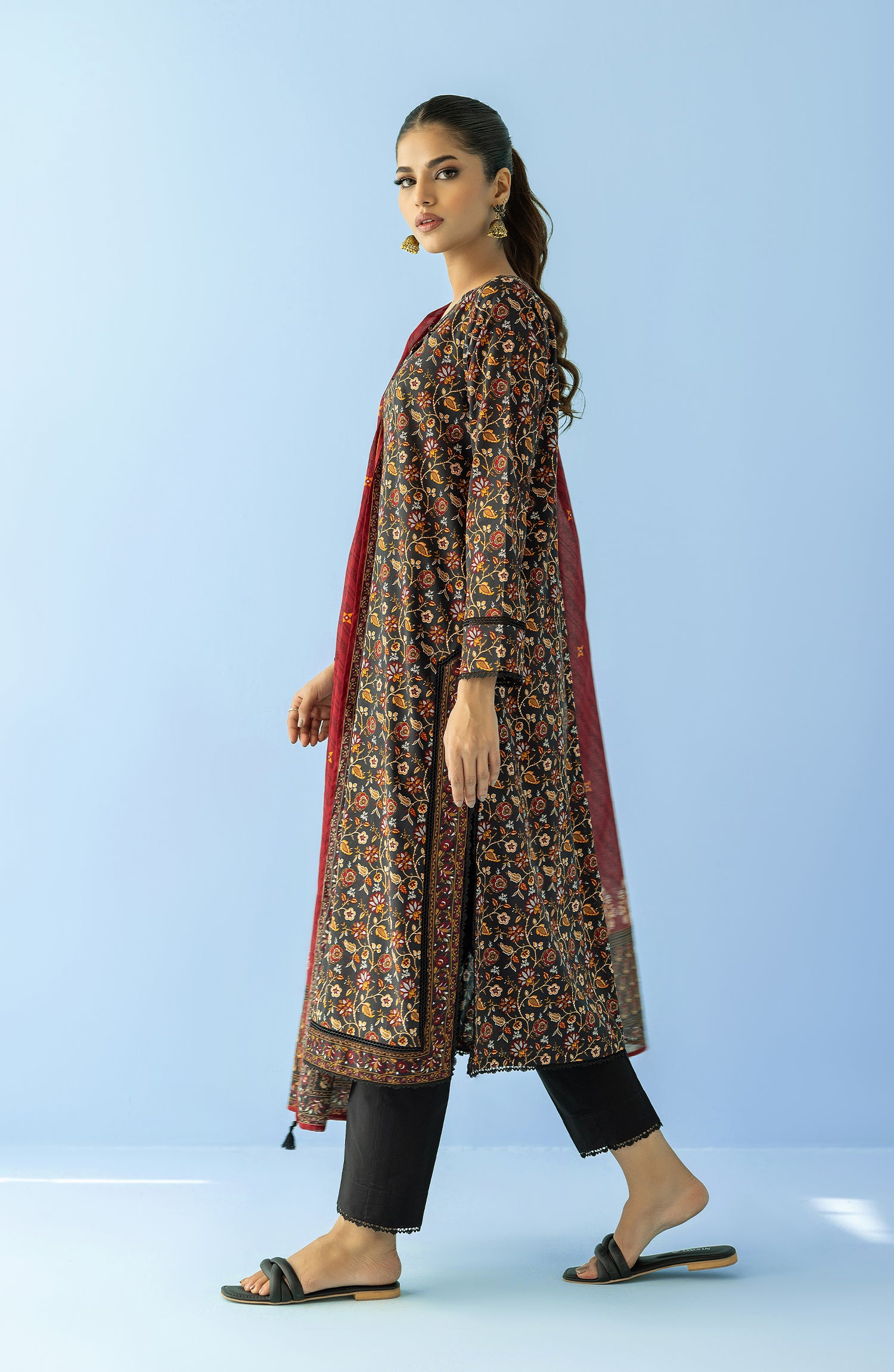 OTL-24-097/U BLACK LAWN Women UNSTITCHED SHIRT DUPATTA PANTS