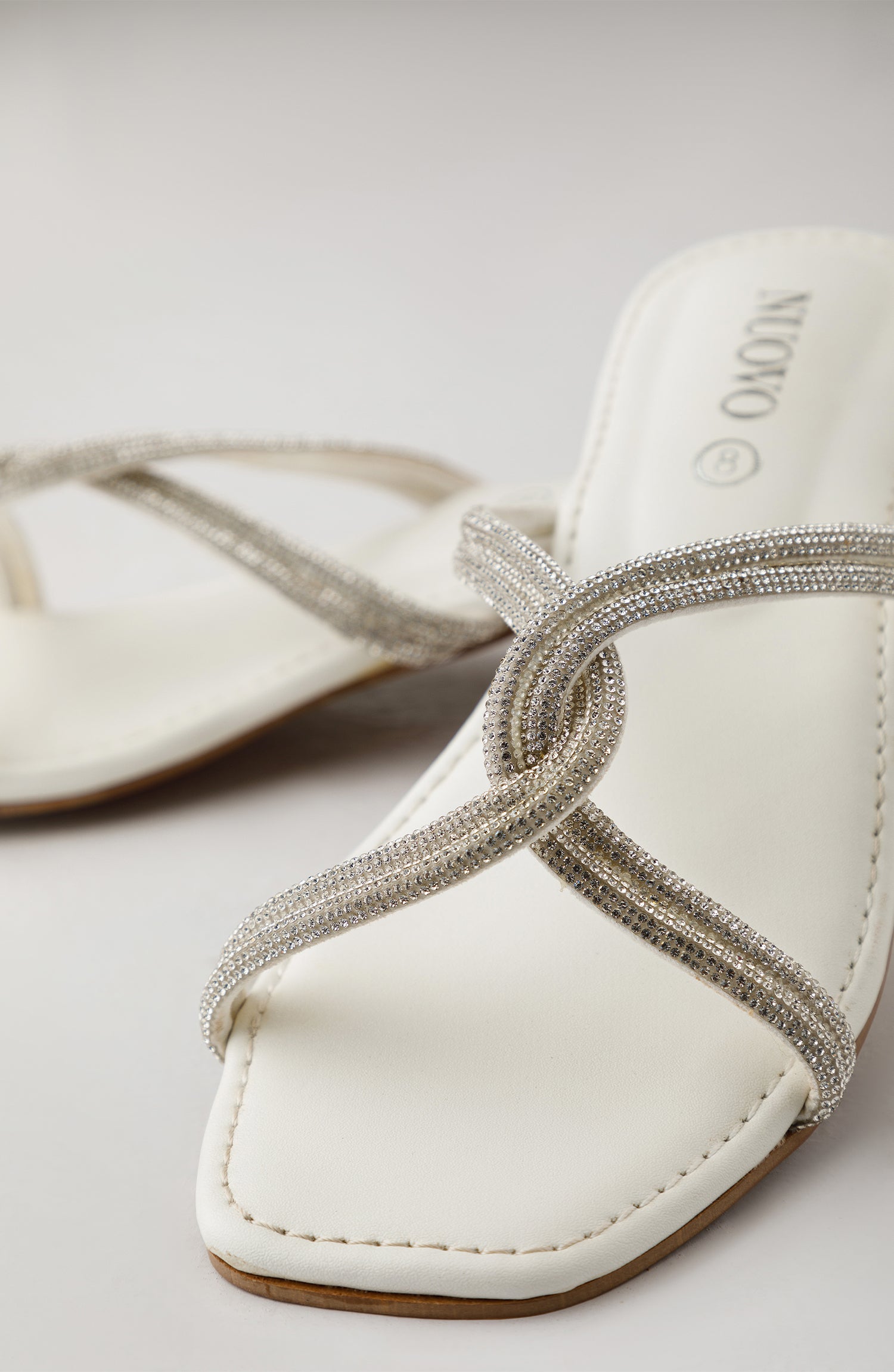 WAFH23W-1003 WHITE MIX  FOOTWEAR HEELED SANDALS