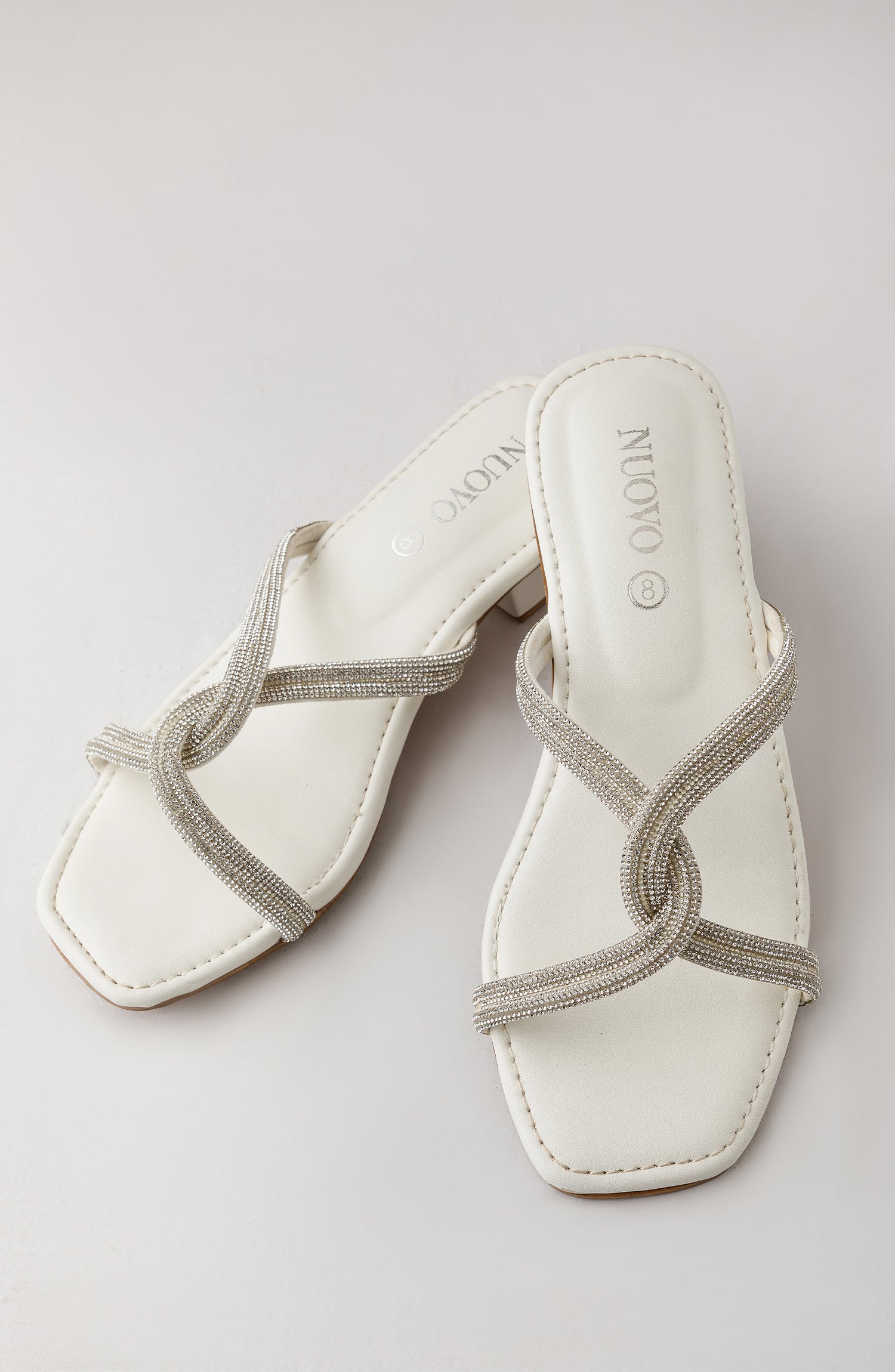 WAFH23W-1003 WHITE MIX  FOOTWEAR HEELED SANDALS