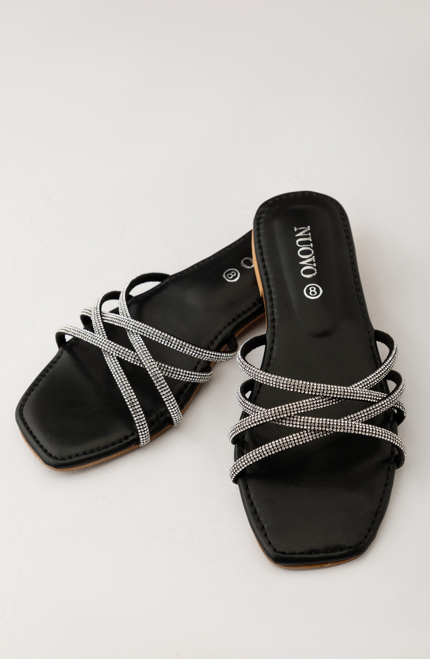 WAFF23W-1004 BLACK MIX  FOOTWEAR FLAT SANDALS