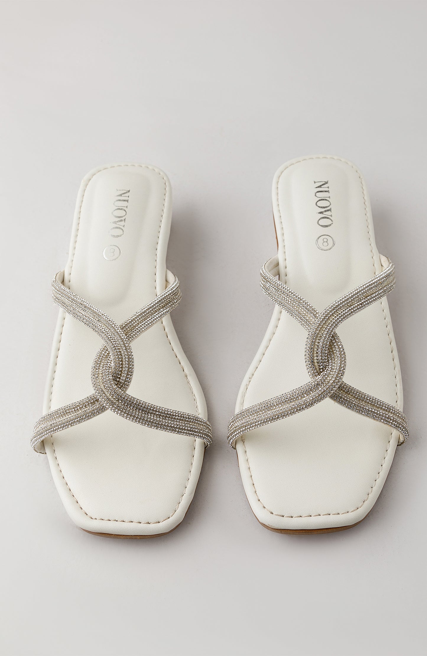 WAFH23W-1003 WHITE MIX  FOOTWEAR HEELED SANDALS