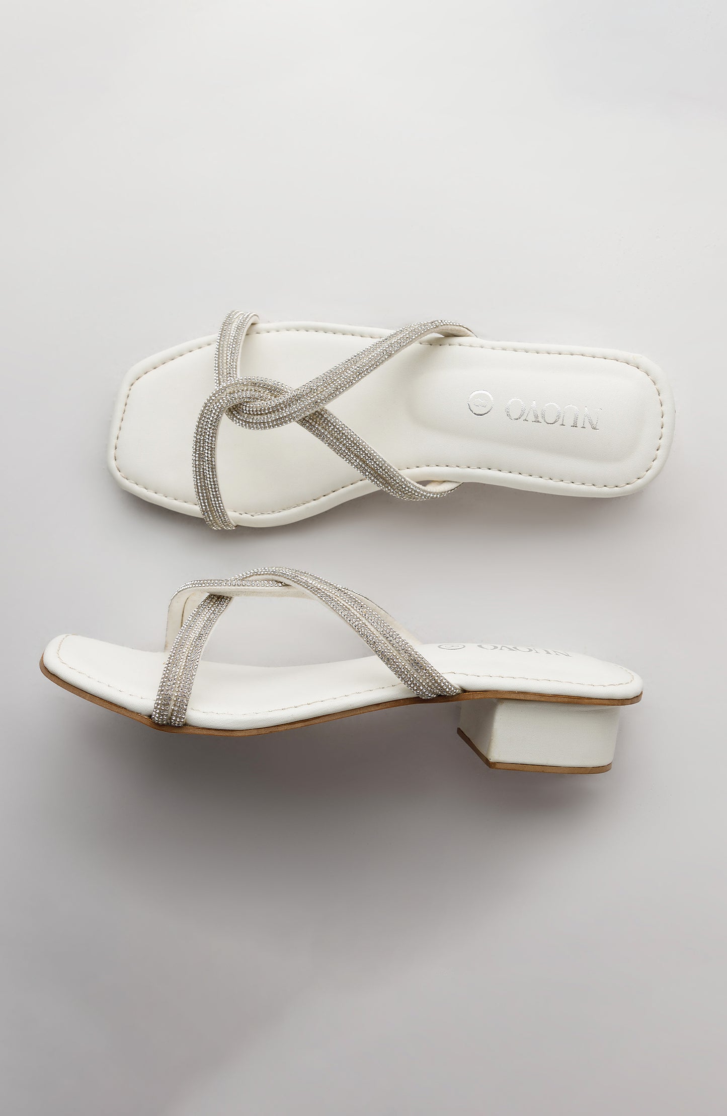 WAFH23W-1003 WHITE MIX  FOOTWEAR HEELED SANDALS