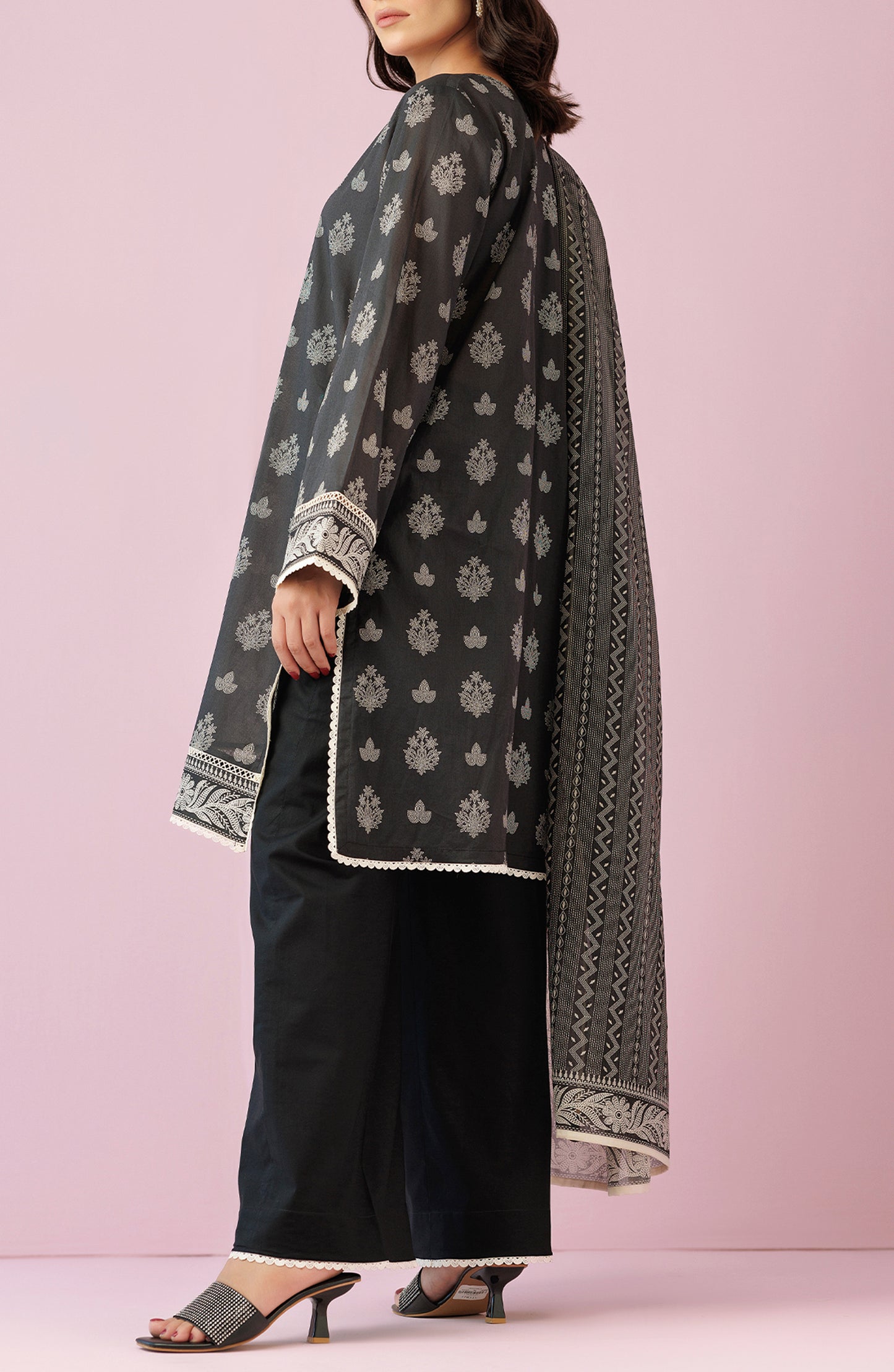 OTL-24-206/U BLACK LAWN Women UNSTITCHED SHIRT DUPATTA PANTS
