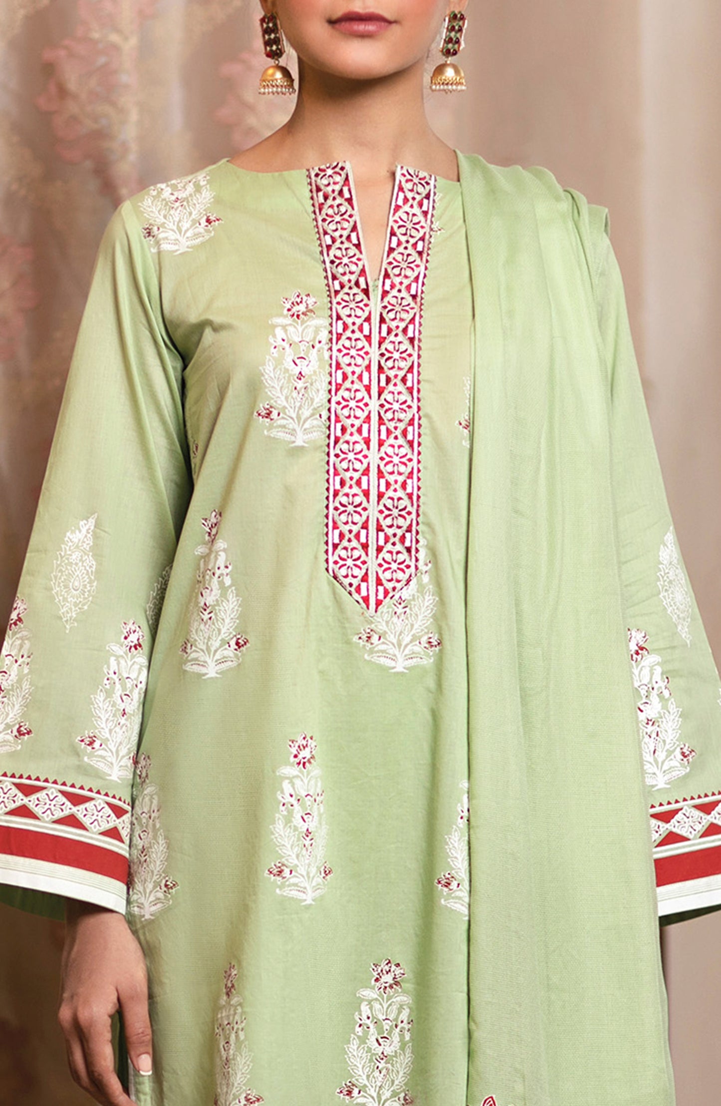 NRD-380/U PEACH LAWN SCSHIRT UNSTITCHED SHIRT