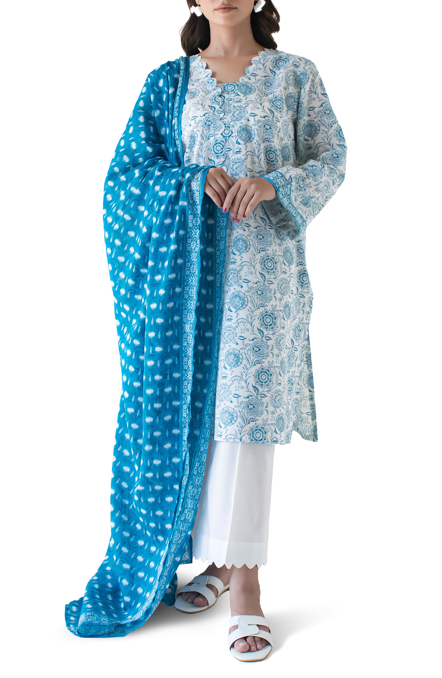 OTL-24-333/U BEIGE LAWN Women UNSTITCHED SHIRT DUPATTA PANTS