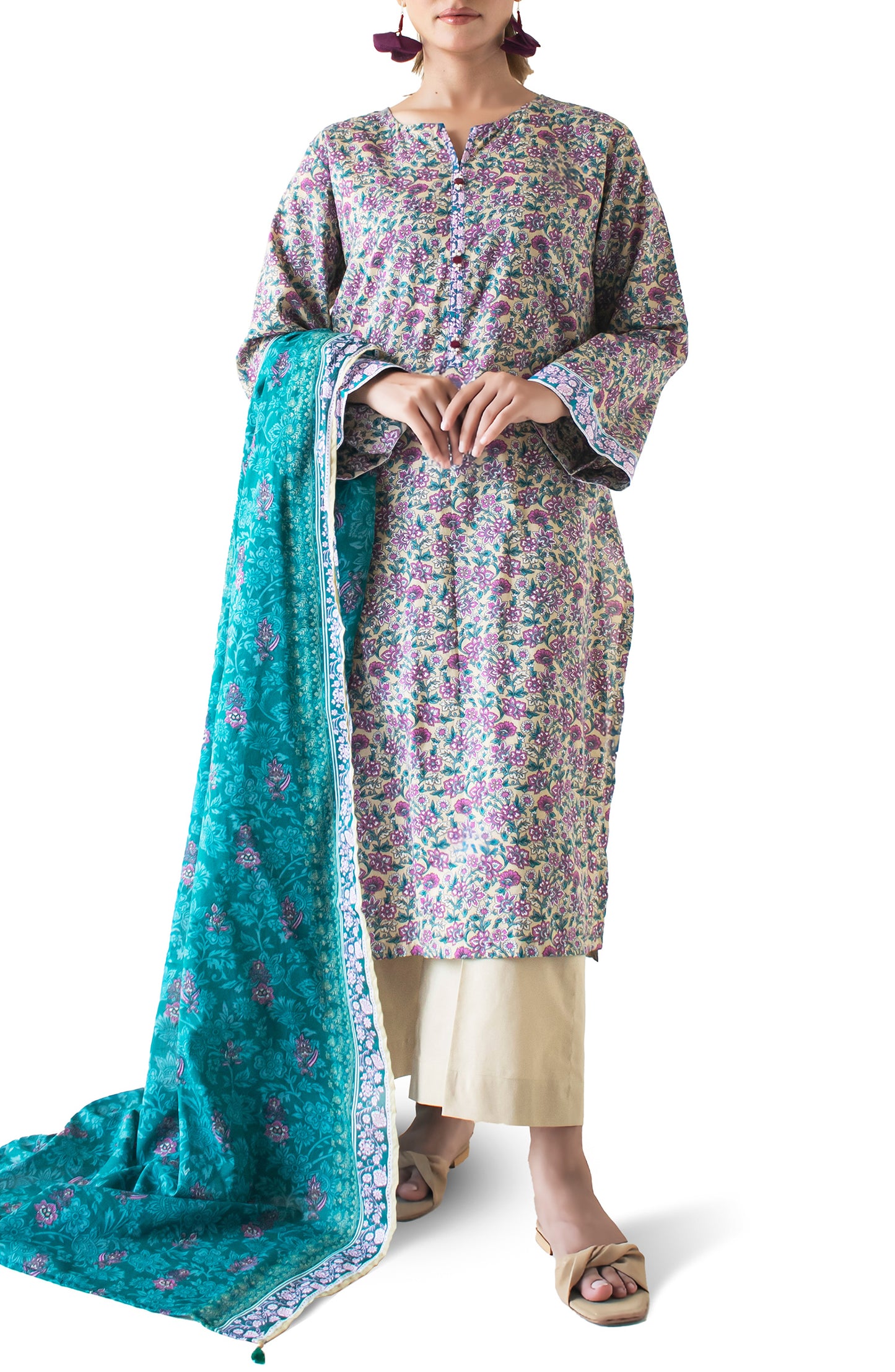 OTL-24-436/U YELLOW LAWN Women UNSTITCHED SHIRT DUPATTA PANTS