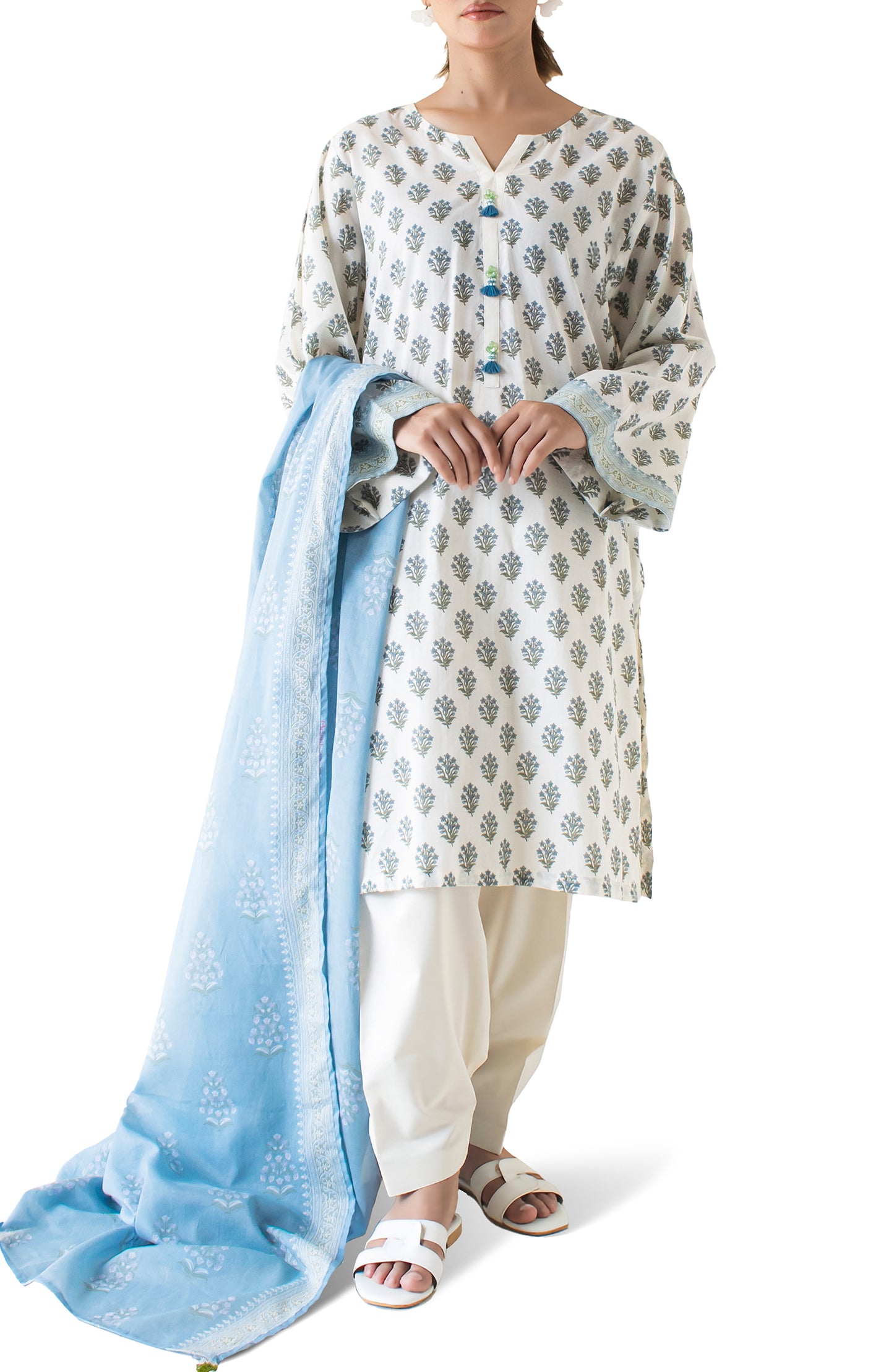 OTL-24-131/U SKY BLUE LAWN Women UNSTITCHED SHIRT DUPATTA PANTS