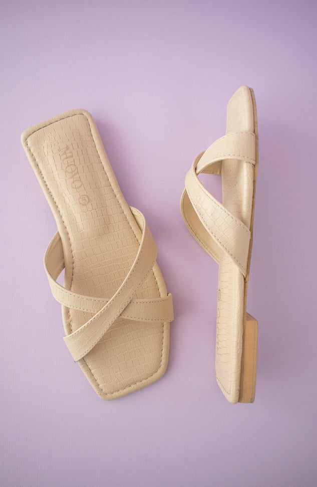 ORFS-100 BEIGE MIX  FOOTWEAR FLAT SANDALS