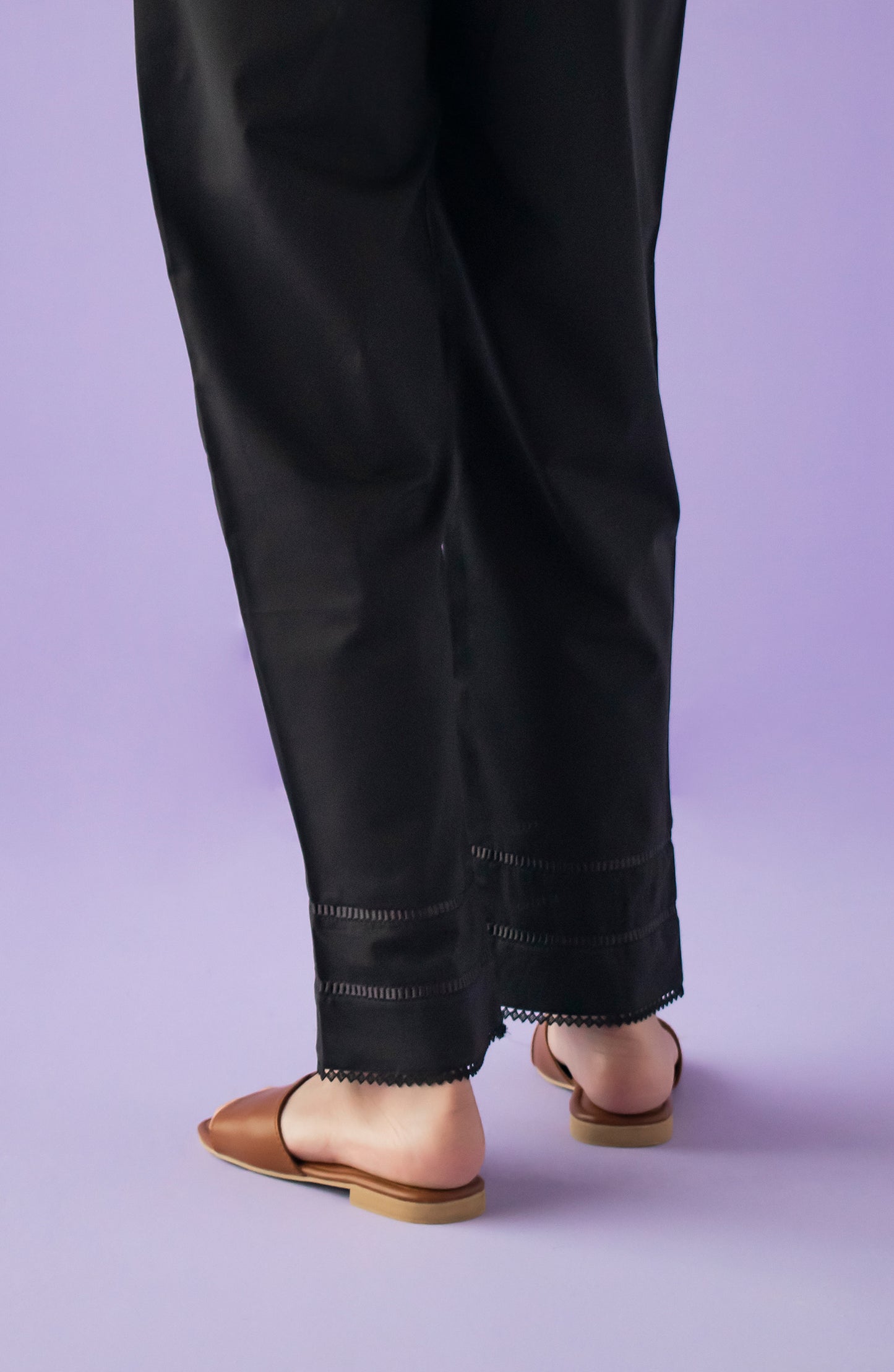 NB-T-PL-23-005 BLACK CAMBRIC SCTROUSER STITCHED BOTTOMS TROUSER