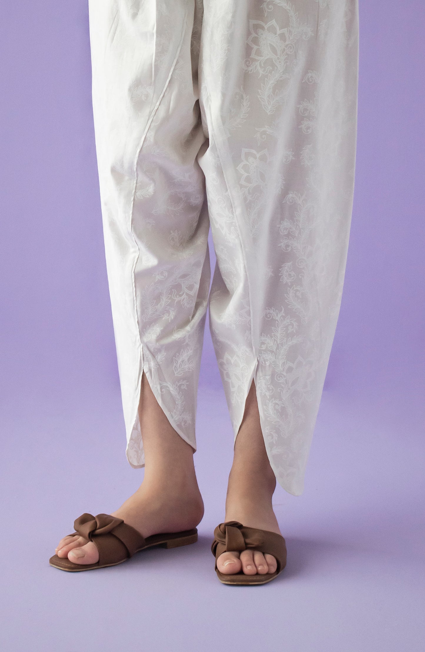 NB-S-PL-23-006 WHITE DOBBY SCSHALWAR STITCHED BOTTOMS SHALWAR