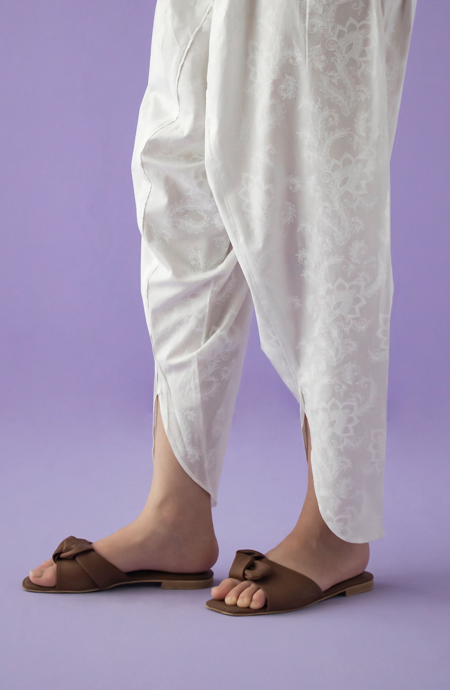 NB-S-PL-23-006 WHITE DOBBY SCSHALWAR STITCHED BOTTOMS SHALWAR