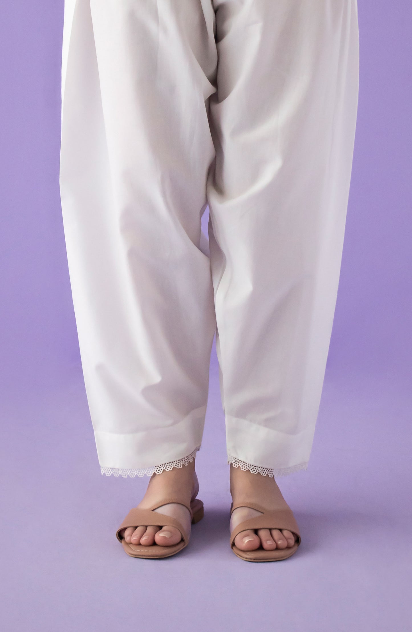 NB-S-PL-23-001 WHITE CAMBRIC SCSHALWAR STITCHED BOTTOMS SHALWAR