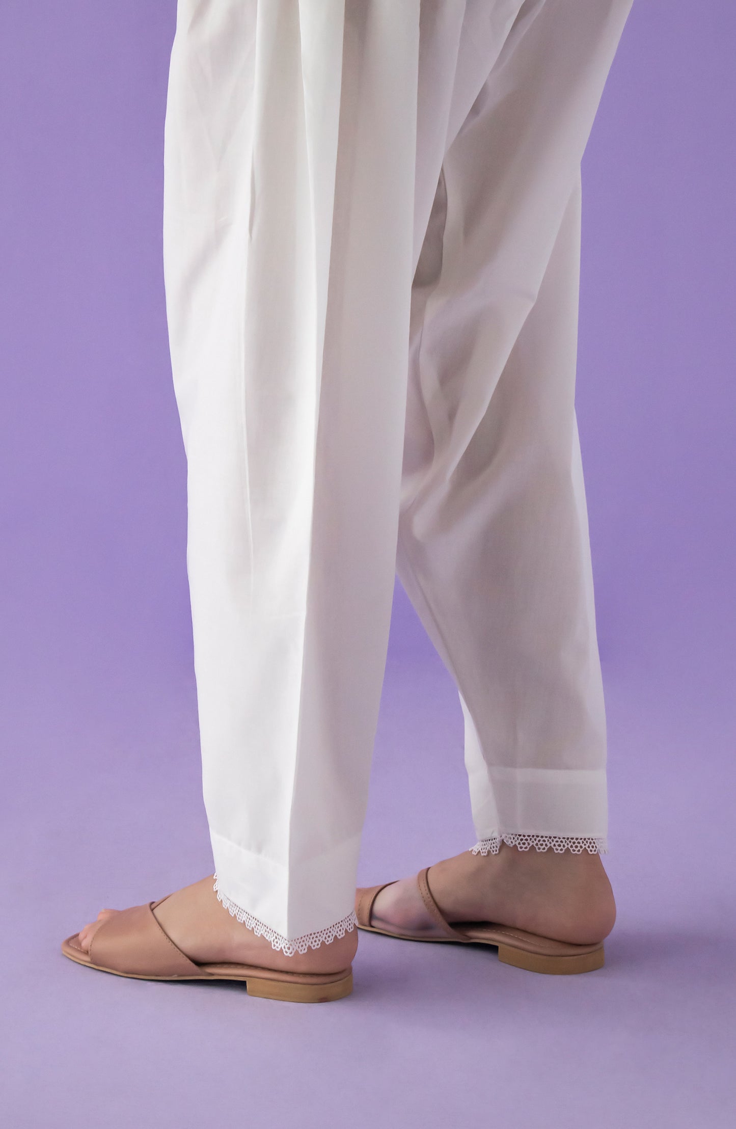 NB-S-PL-23-001 WHITE CAMBRIC SCSHALWAR STITCHED BOTTOMS SHALWAR