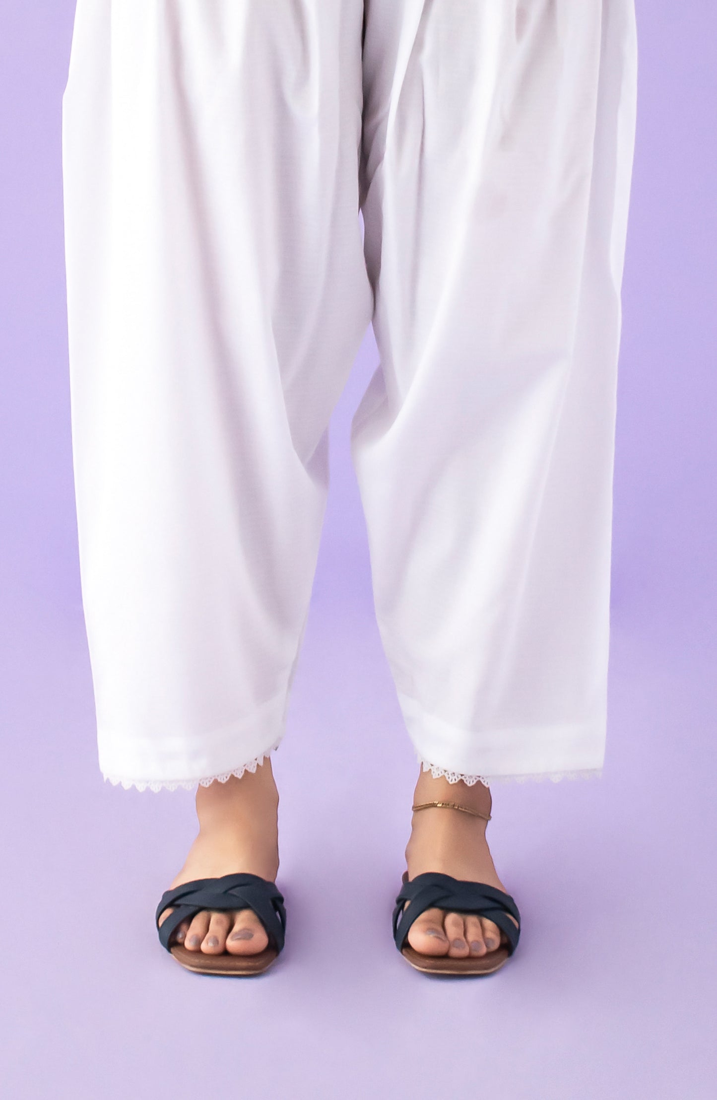 NB-S-PL-23-004 WHITE DOBBY SCSHALWAR STITCHED BOTTOMS SHALWAR