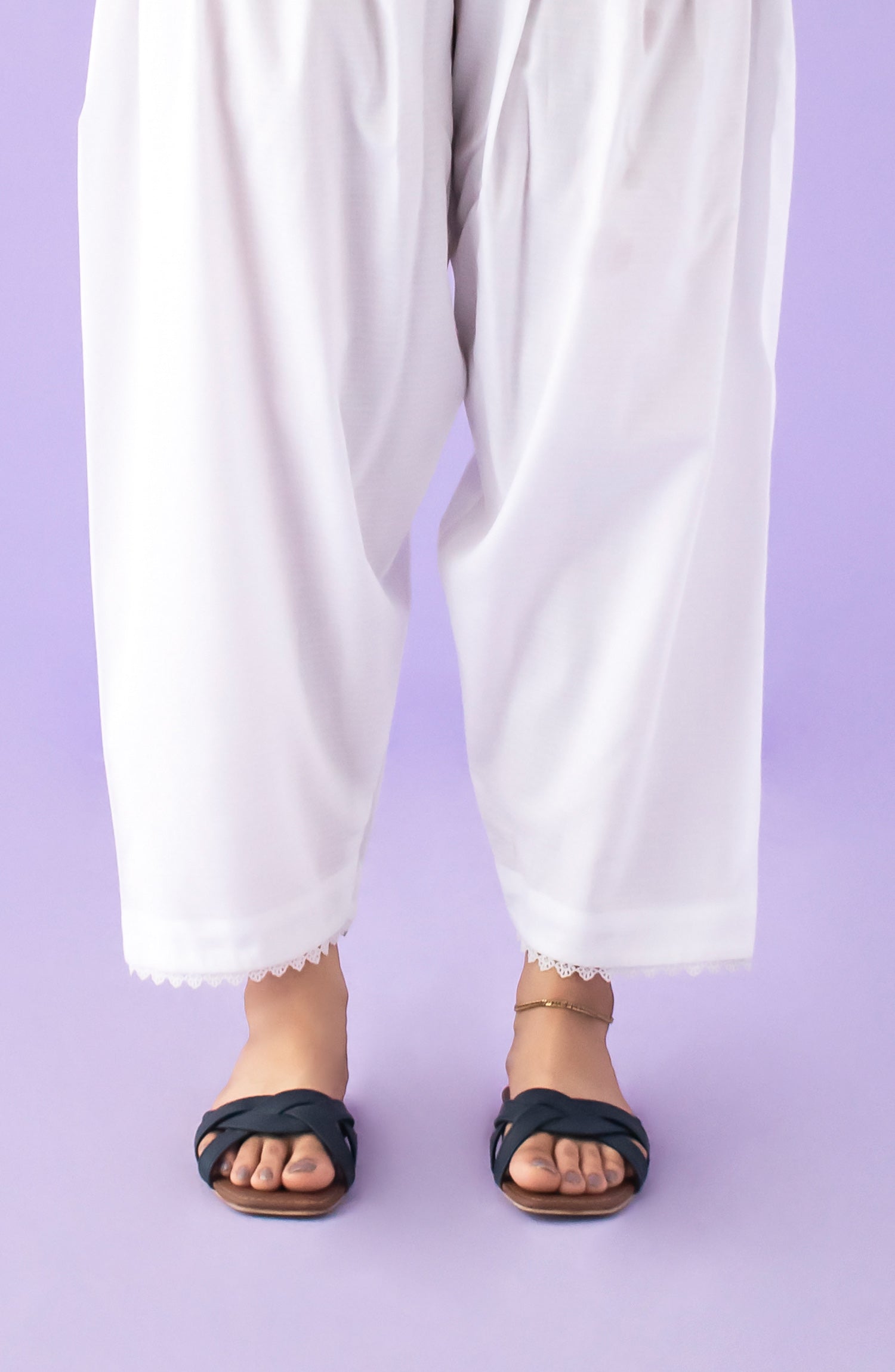NB-S-PL-23-004 WHITE DOBBY SCSHALWAR STITCHED BOTTOMS SHALWAR