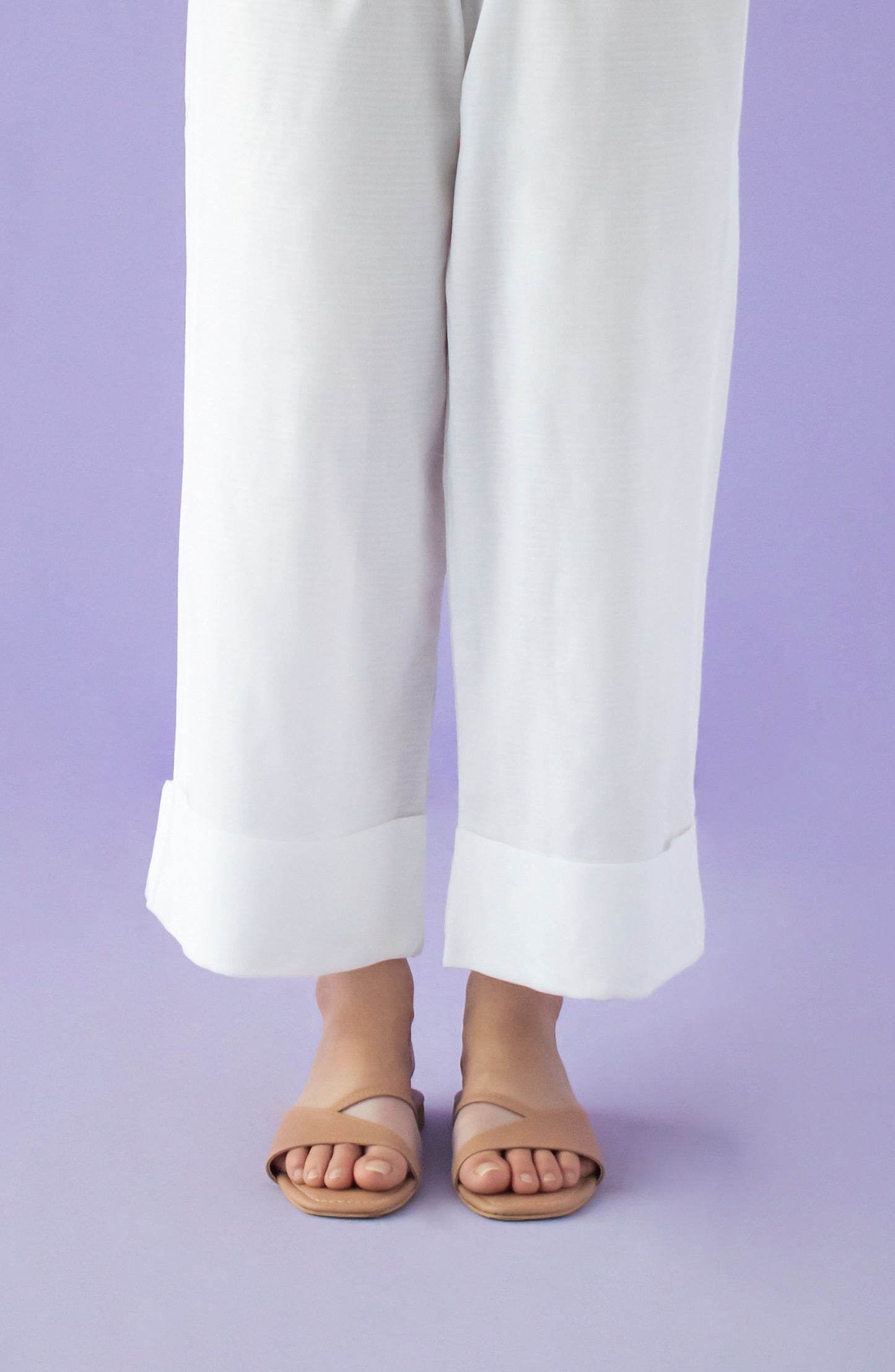 NB-T-PL-23-011 WHITE DOBBY SCTROUSER STITCHED BOTTOMS TROUSER