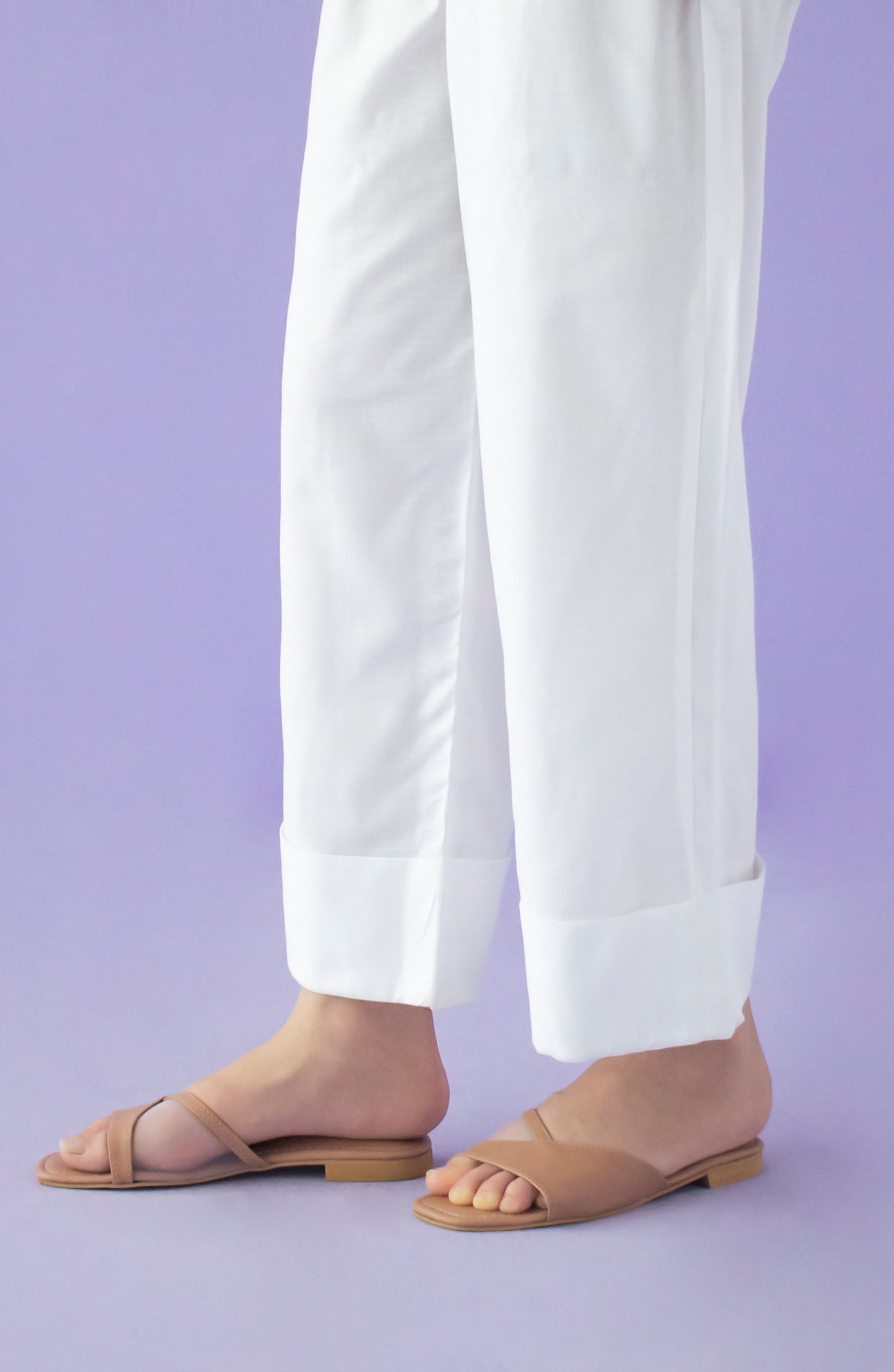 NB-T-PL-23-011 WHITE DOBBY SCTROUSER STITCHED BOTTOMS TROUSER