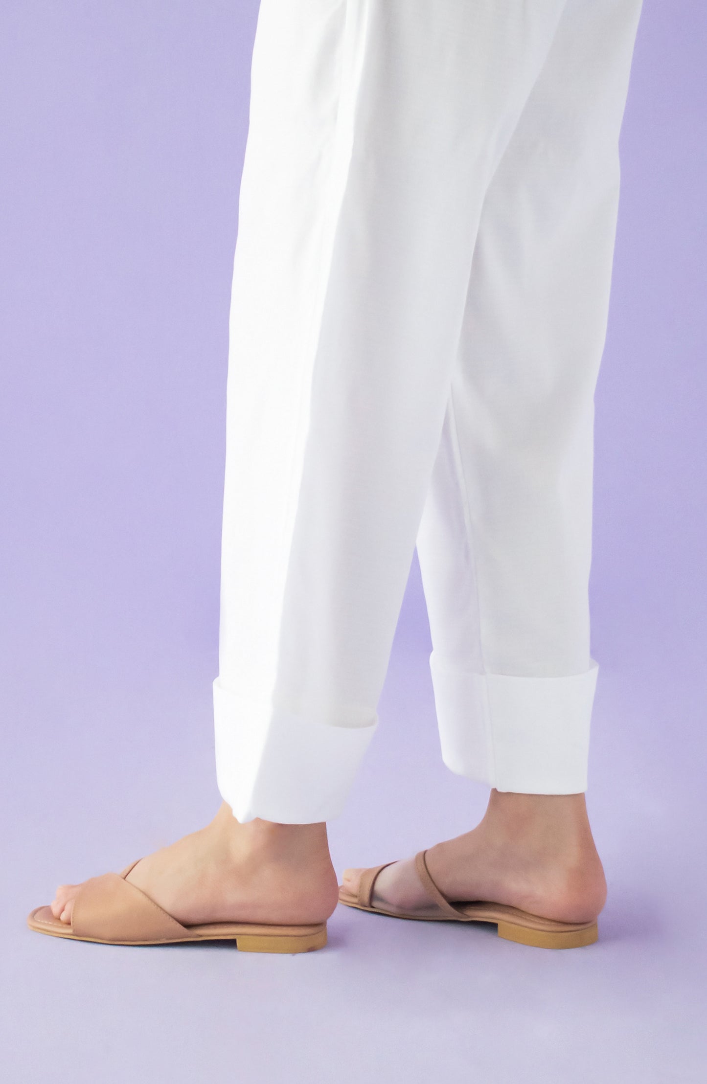 NB-T-PL-23-011 WHITE DOBBY SCTROUSER STITCHED BOTTOMS TROUSER