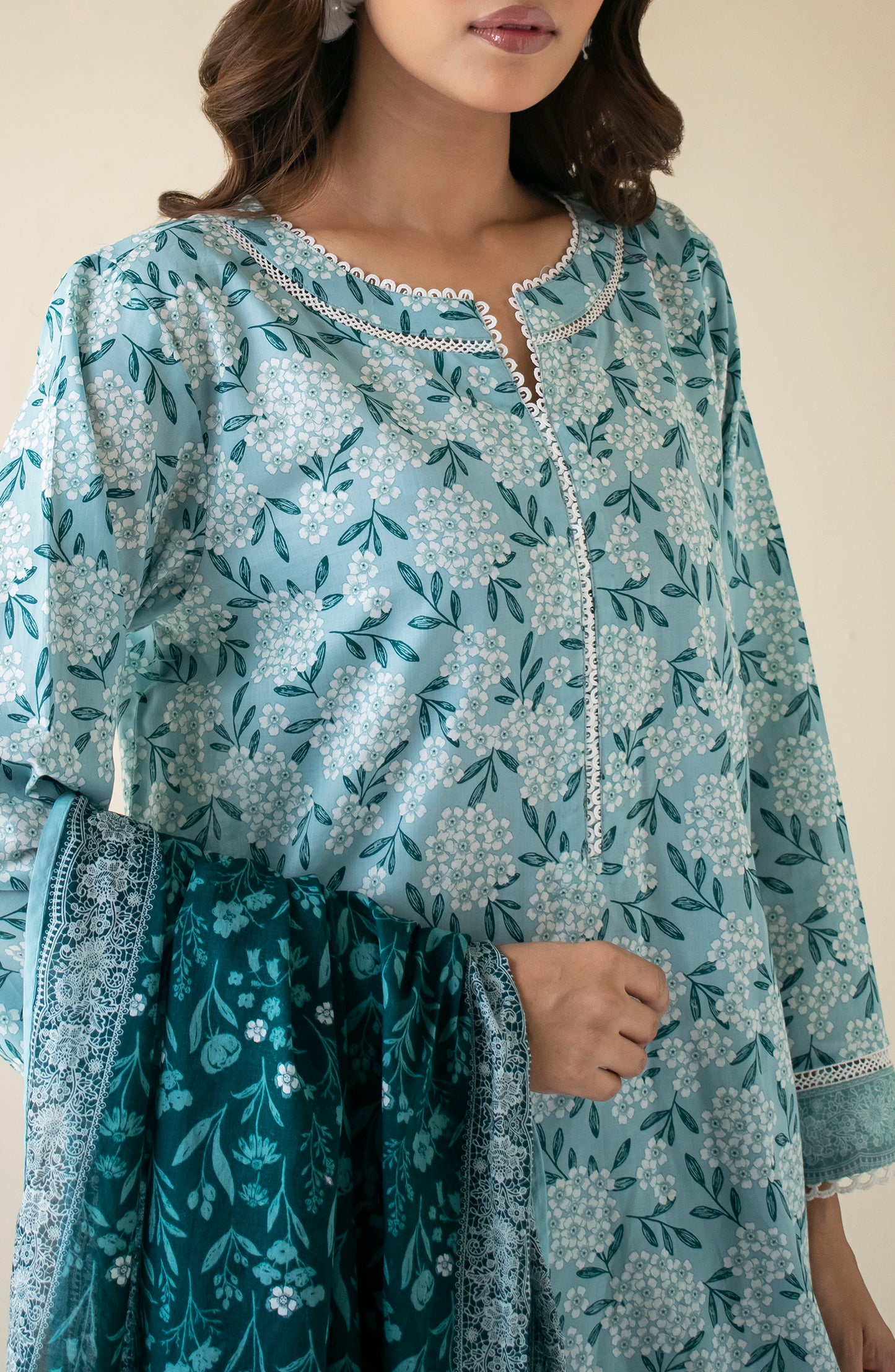 OTL-24-122/U SKY BLUE KHADDAR Women UNSTITCHED SHIRT DUPATTA PANTS