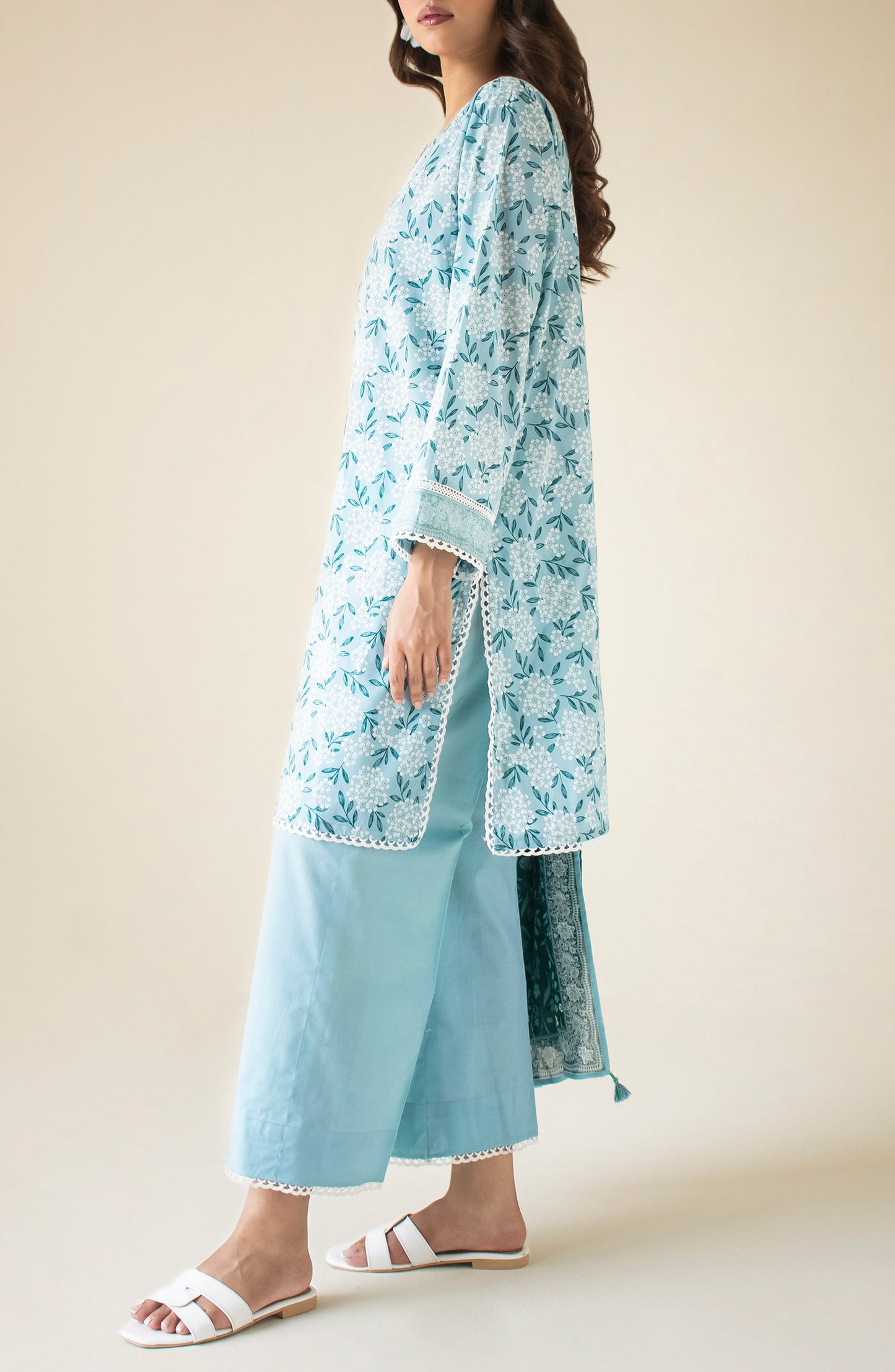 OTL-24-122/U SKY BLUE KHADDAR Women UNSTITCHED SHIRT DUPATTA PANTS