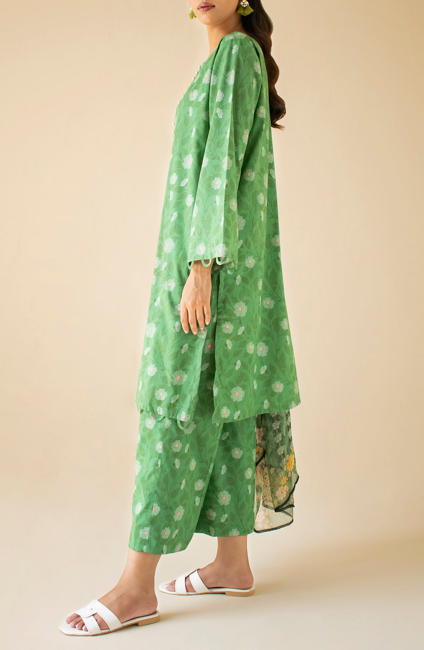 OTL-24-306/U GREEN COTTON VISCOSE Women UNSTITCHED SHIRT DUPATTA PANTS