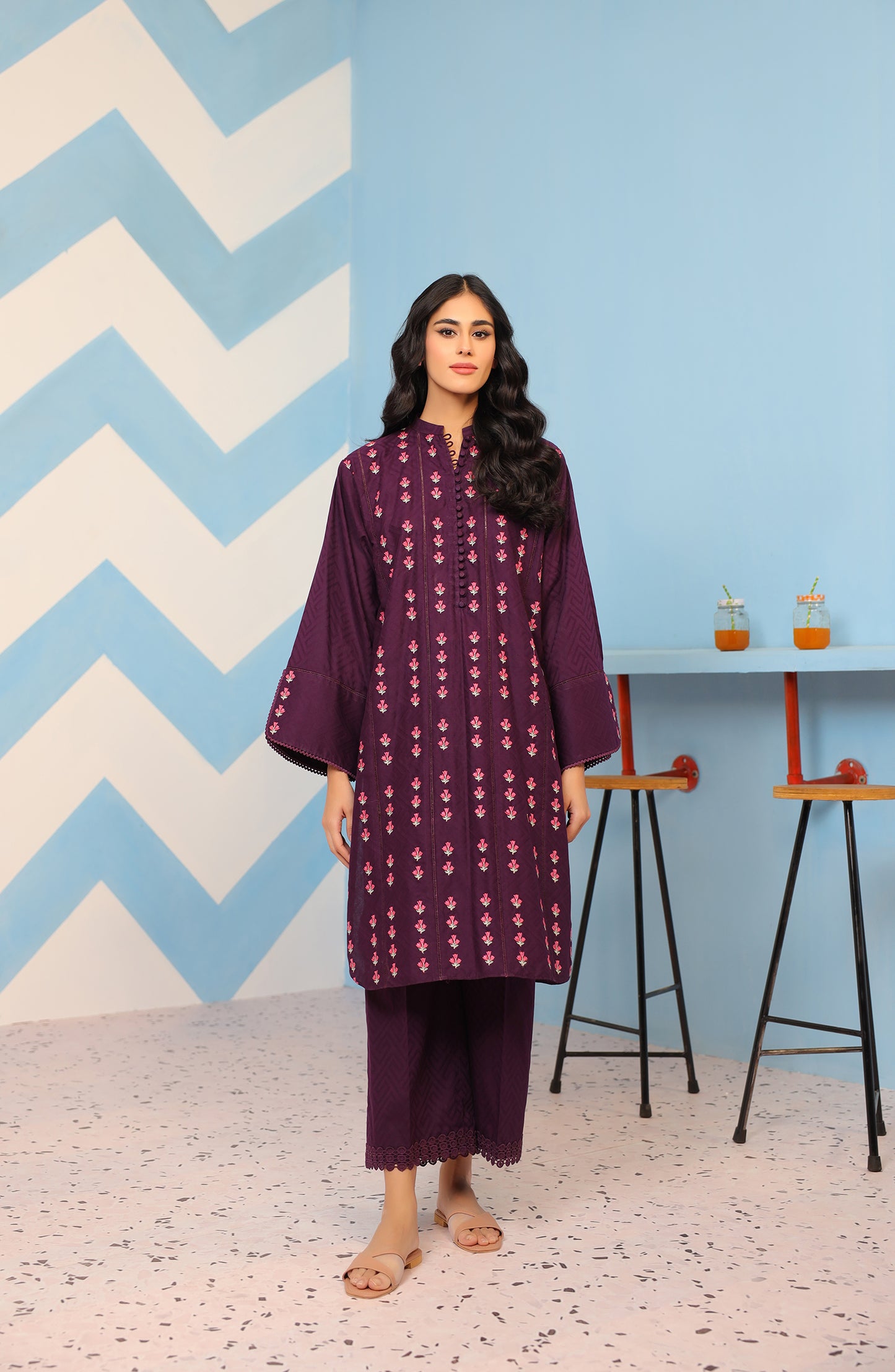 Stitched 2 Piece Embroidered Jacquard Shirt and Jacquard Pant (WRHJ23W-2020)
