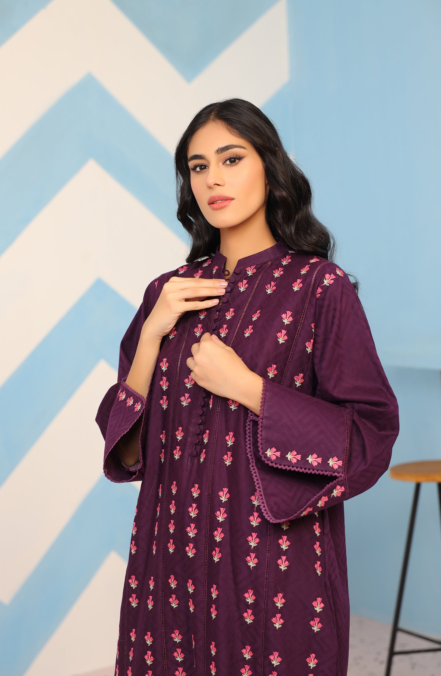Stitched 2 Piece Embroidered Jacquard Shirt and Jacquard Pant (WRHJ23W-2020)