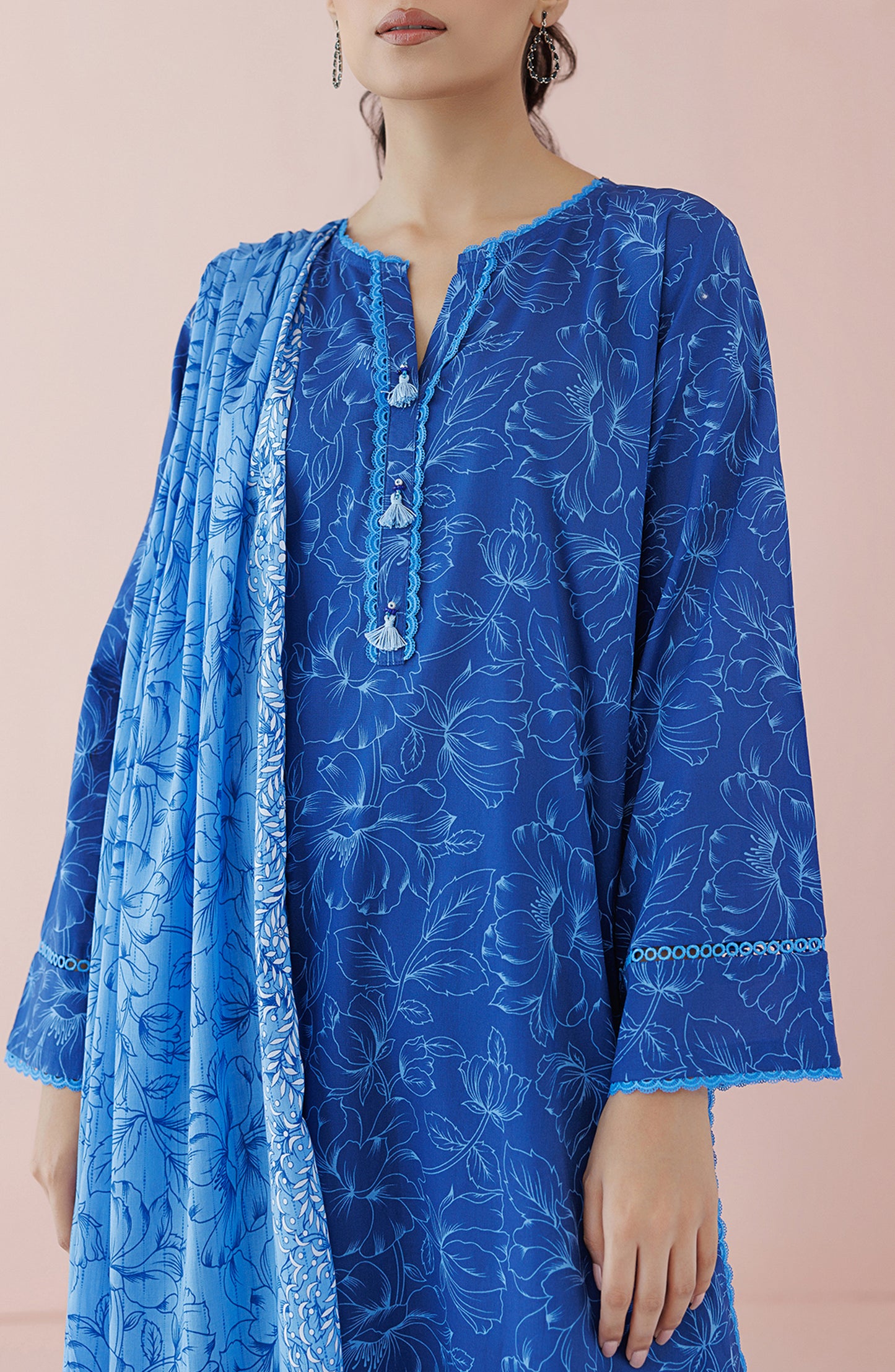 OTL-24-010/U BLUE LAWN Women UNSTITCHED SHIRT DUPATTA PANTS