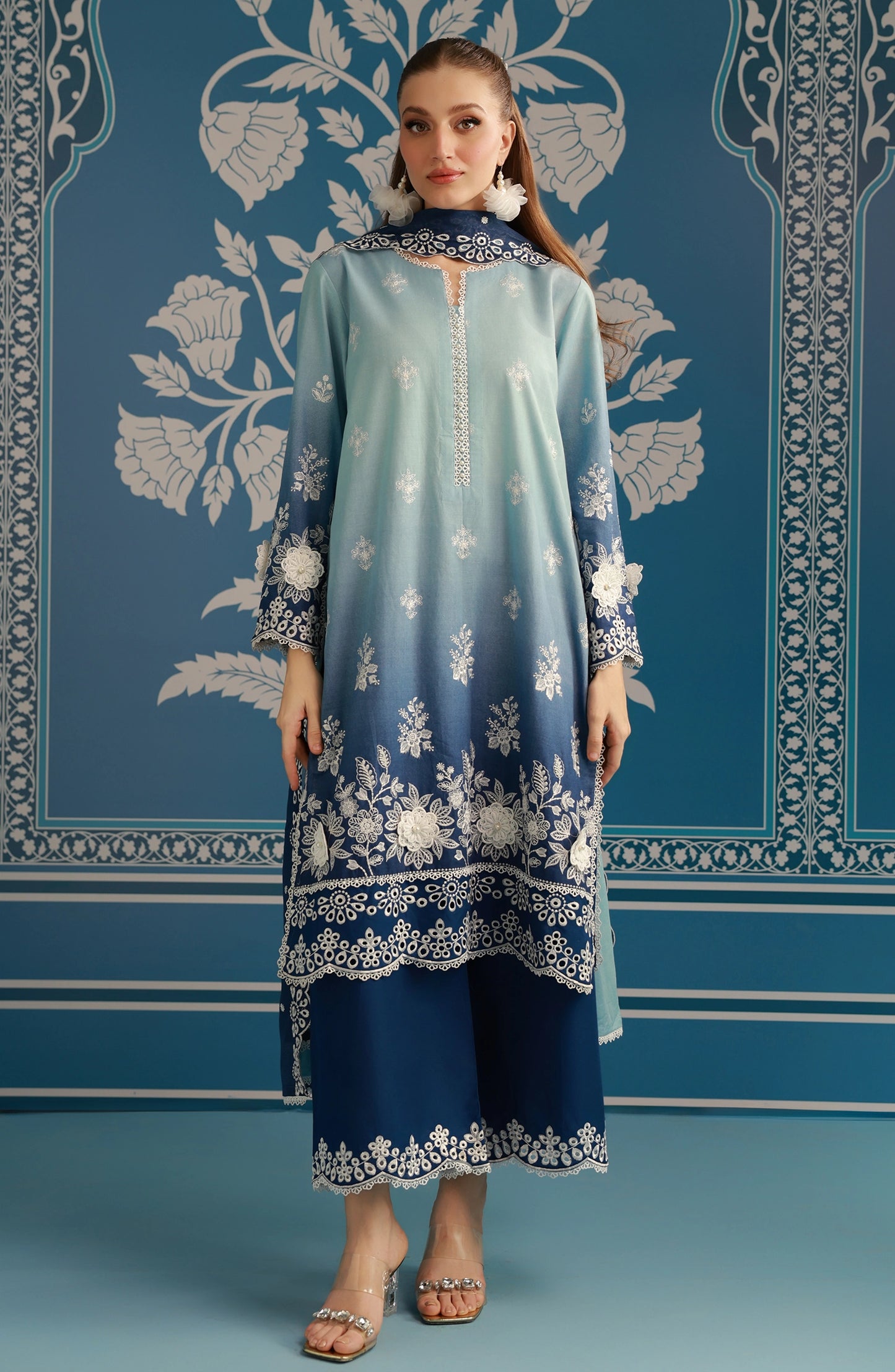 Stitched | 3 Piece | Embroidered | Lawn Shirt | WRFC25S-3009/S BLUE