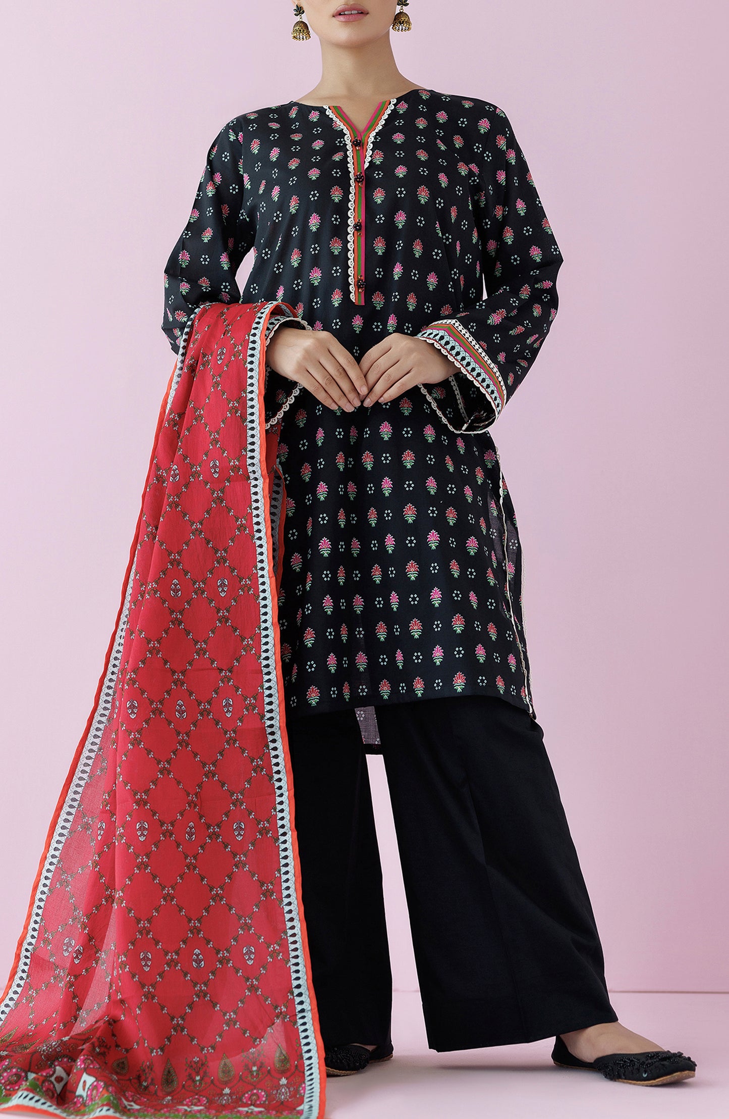 OTL-24-155/U BLACK LAWN Women UNSTITCHED SHIRT DUPATTA PANTS