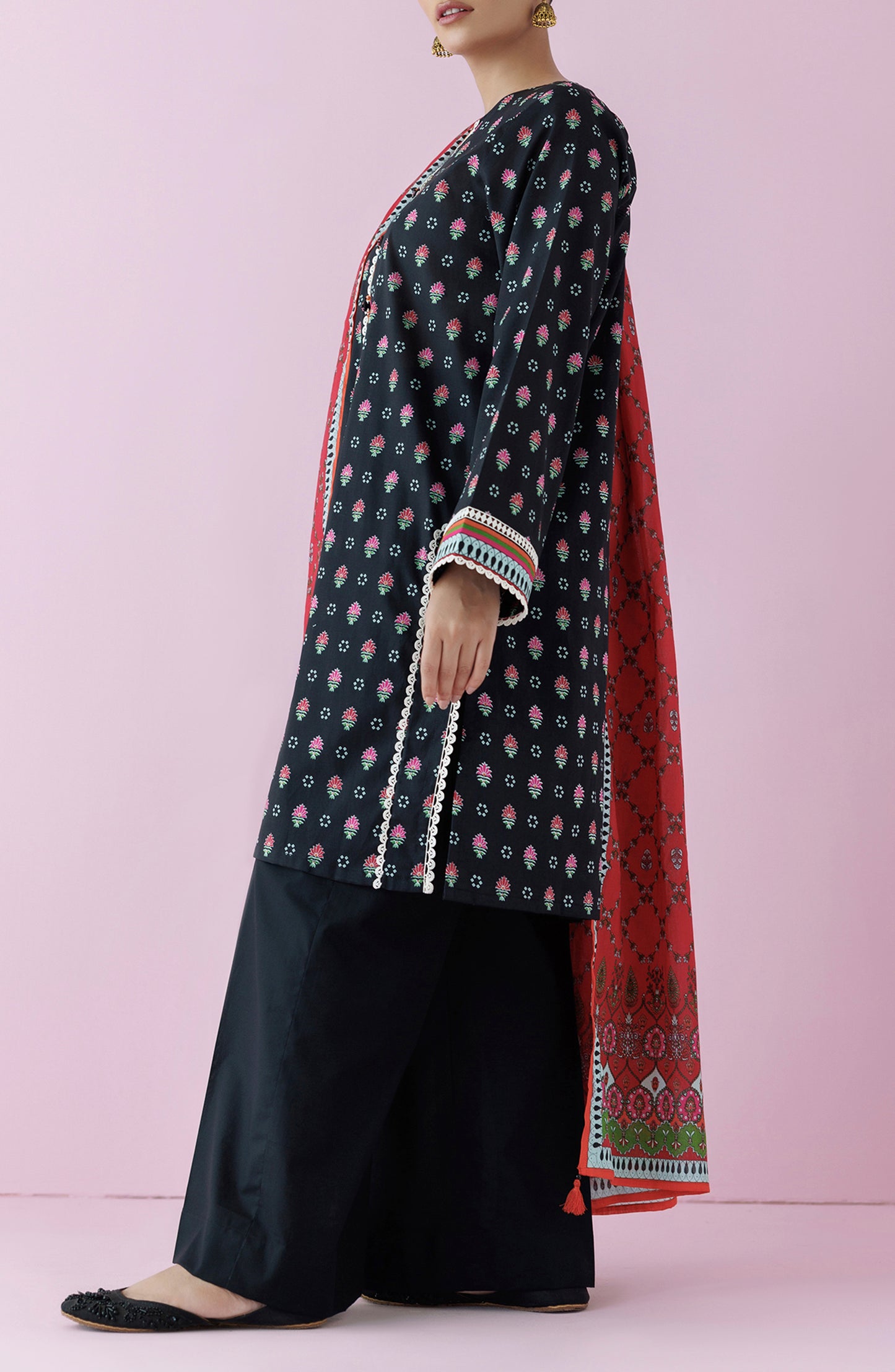 OTL-24-155/U BLACK LAWN Women UNSTITCHED SHIRT DUPATTA PANTS